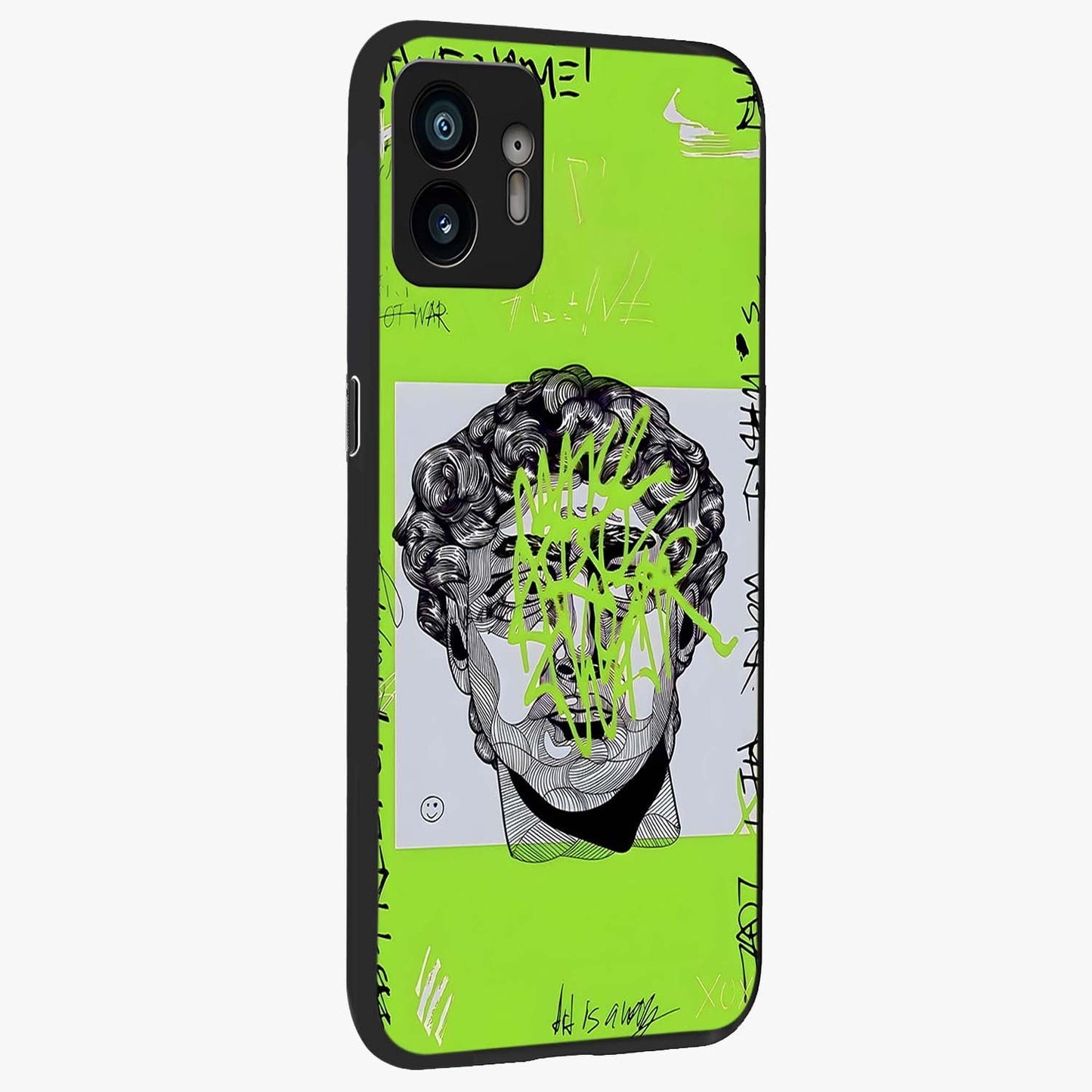 Neo Graffiti Rebellion Glass Case upright view showcasing colorful graffiti artwork with bold modern street style.