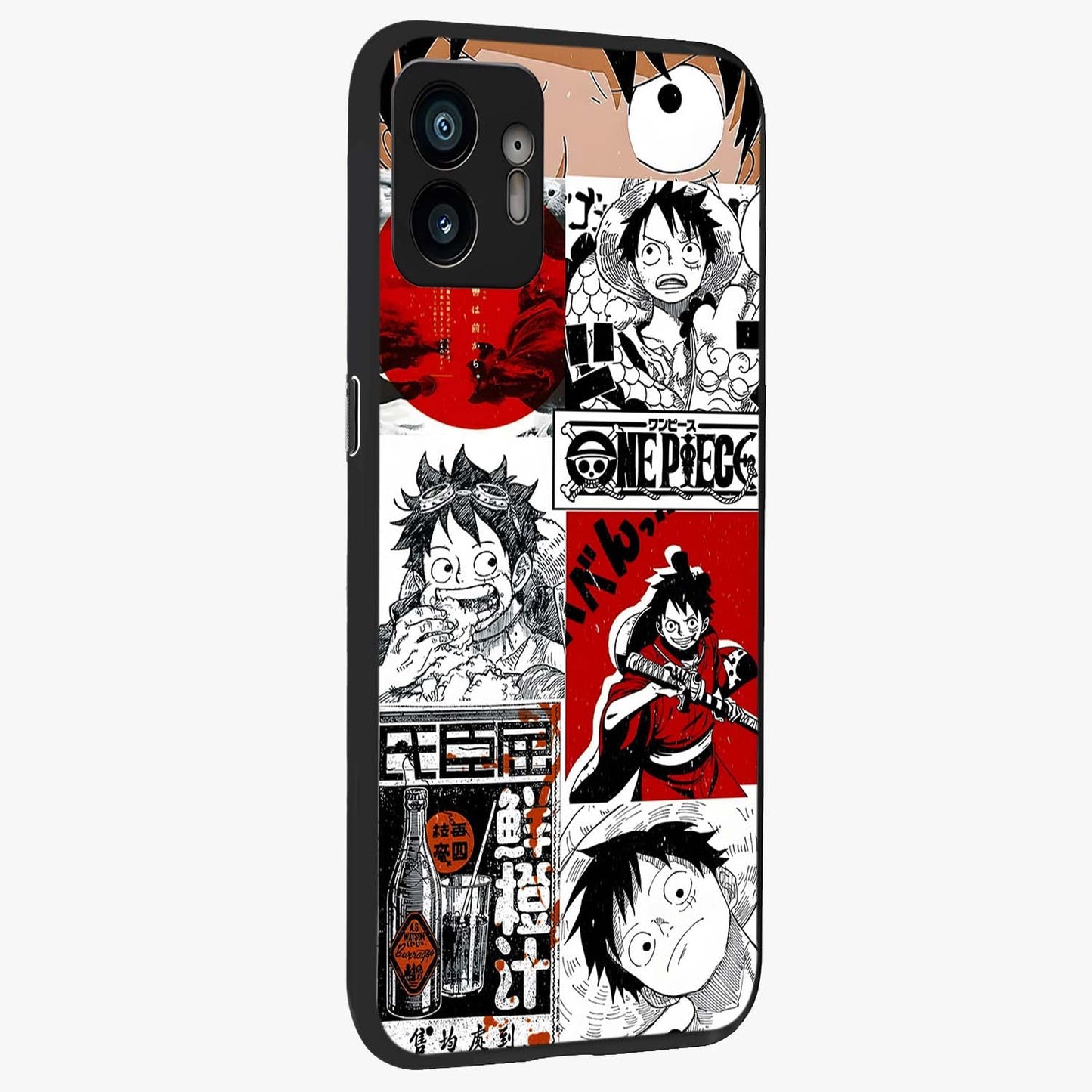 Strawhat Chaos Panels Glass Case upright view showcasing energetic anime artwork with bold adventure theme.