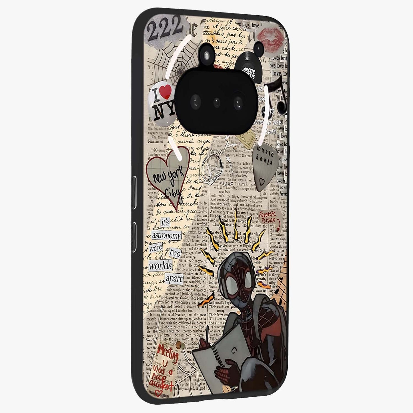 City Dream Sketch Glass Case upright view showcasing urban skyline artwork with stylish hand drawn design.