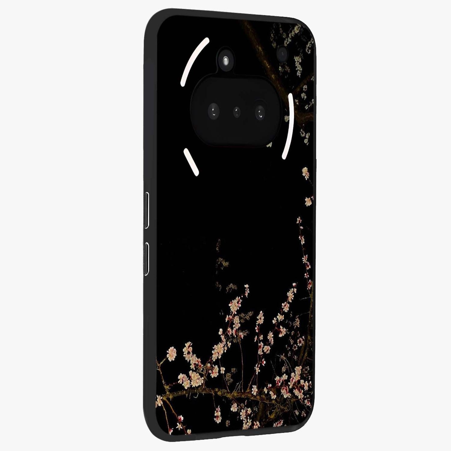 Petal Moon Light With Custom Name Glass Case upright view showcasing elegant floral moon artwork with personalized aesthetic.