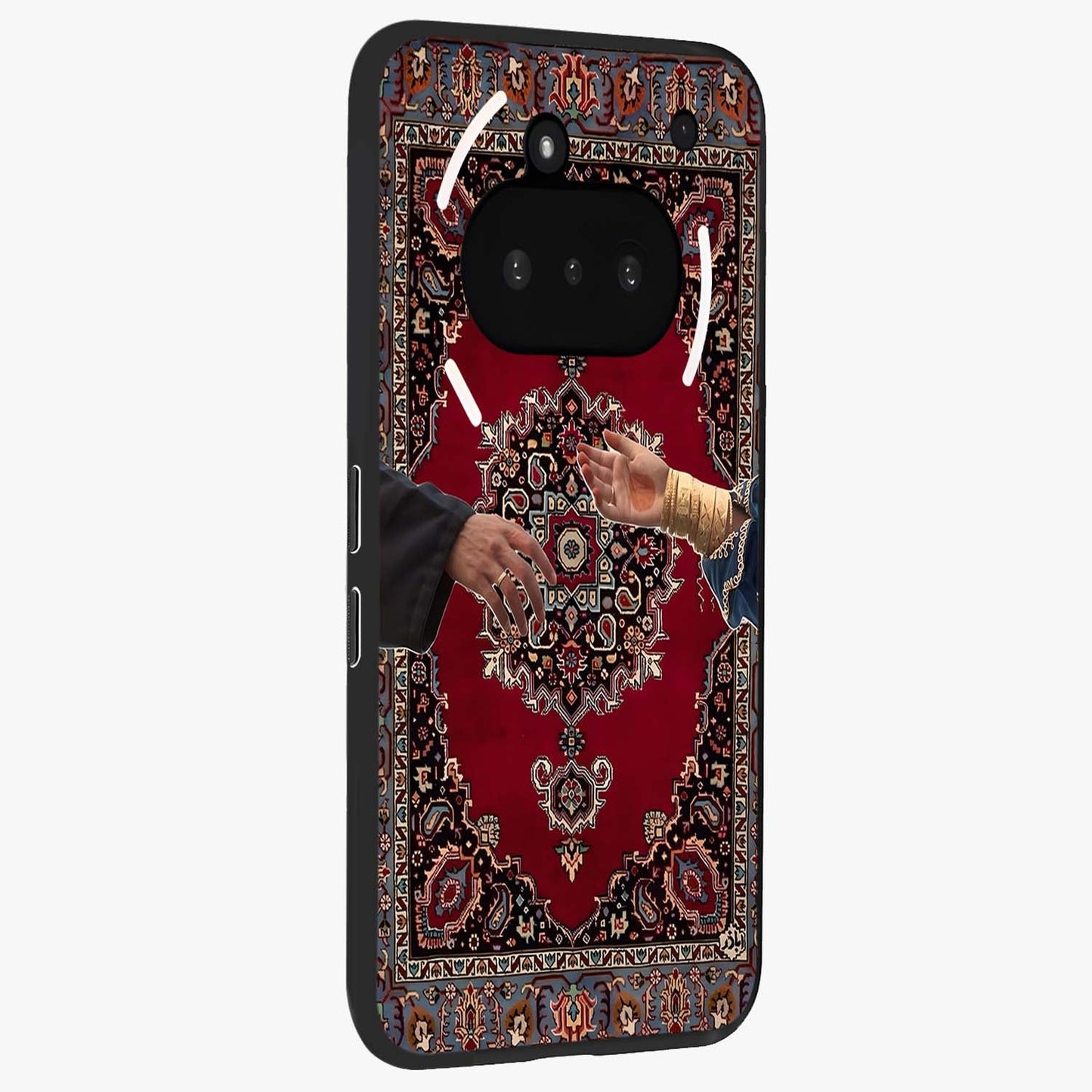 Royal Touch Reach Glass Case upright view showcasing stylish royal inspired artwork with graceful theme.