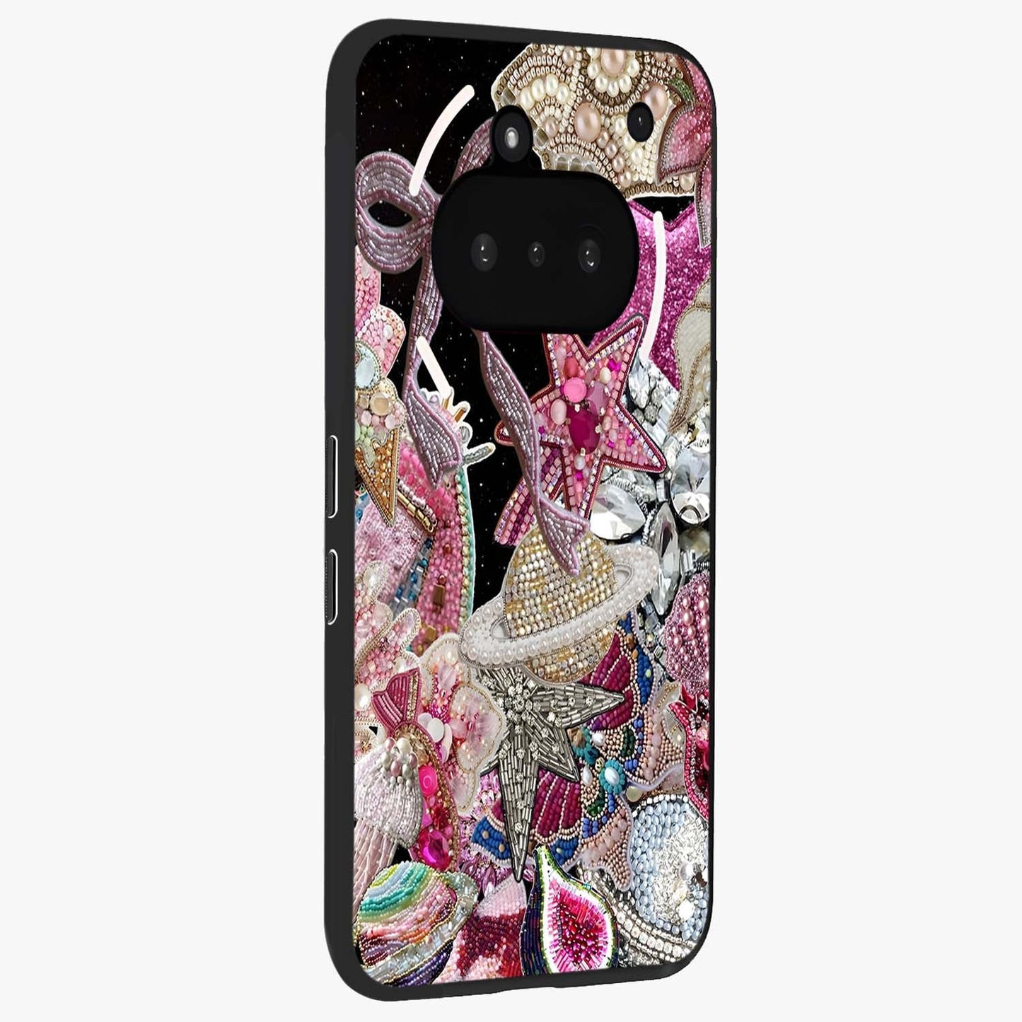 Starlit Jewel Dream Glass Case upright view showcasing radiant star inspired artwork with magical night theme.