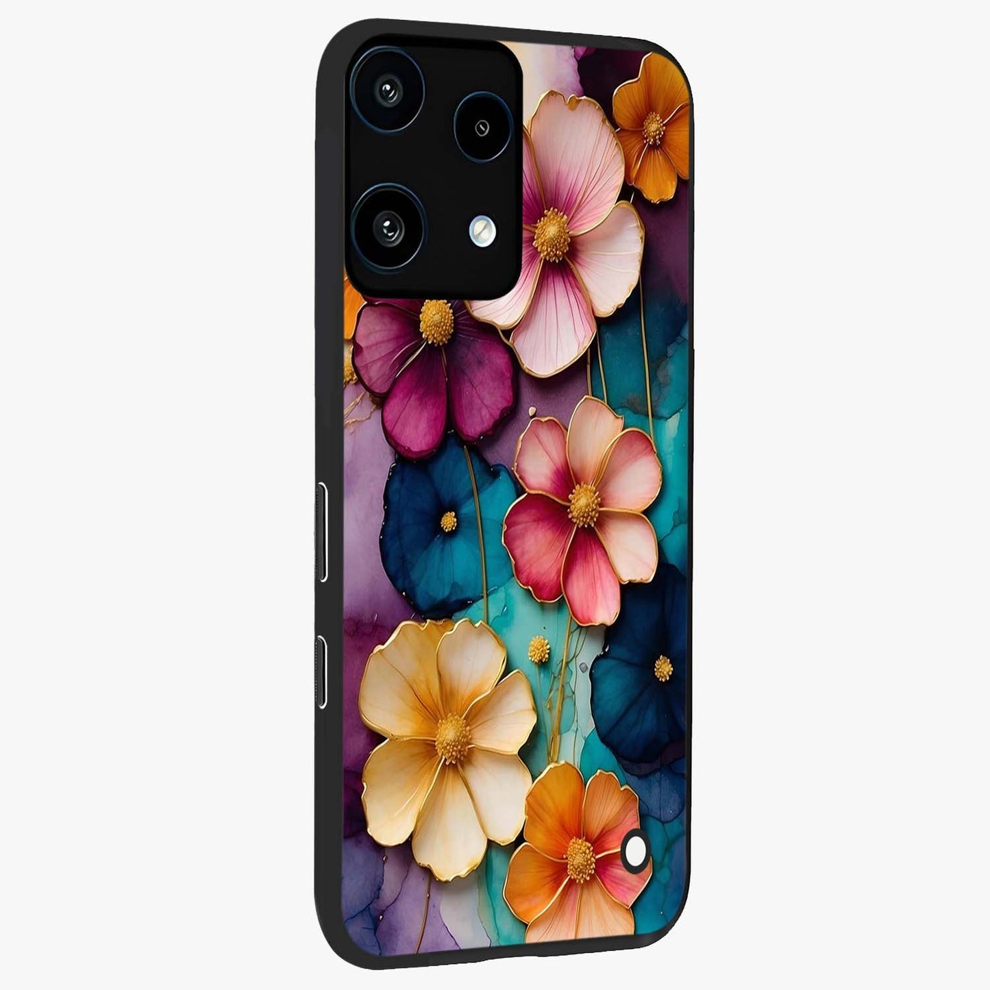 Artlyn Grace Flower Pattern Glass Case upright view showcasing graceful floral artwork with aesthetic botanical style.