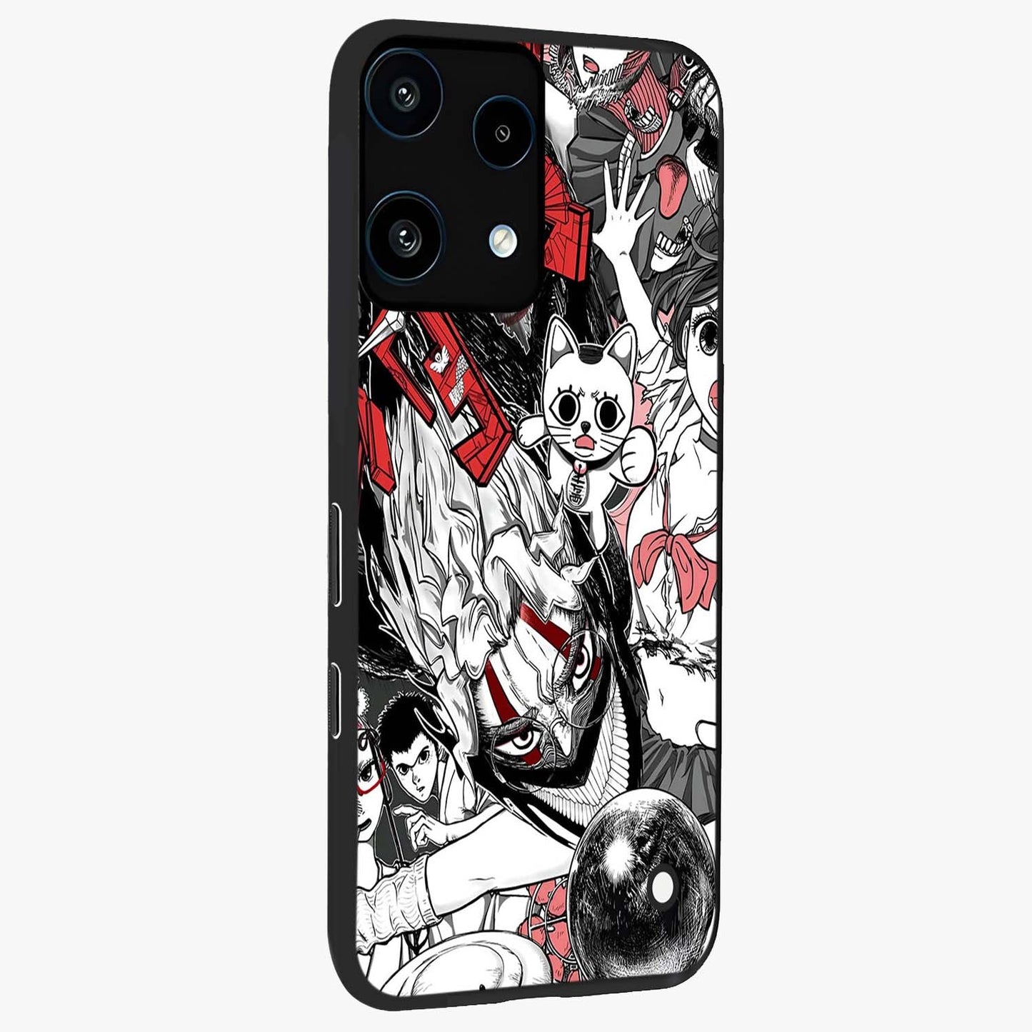 Crimson Chaos Panel Glass Case upright view showcasing intense crimson artwork with dramatic aesthetic style.