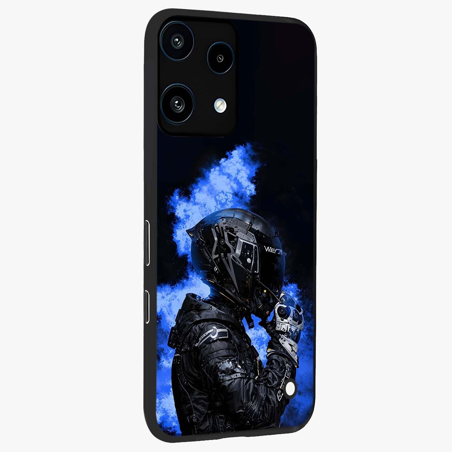 Cyber Sentinel Protocol Glass Case upright view showcasing advanced cyber sentinel artwork with futuristic tech theme.