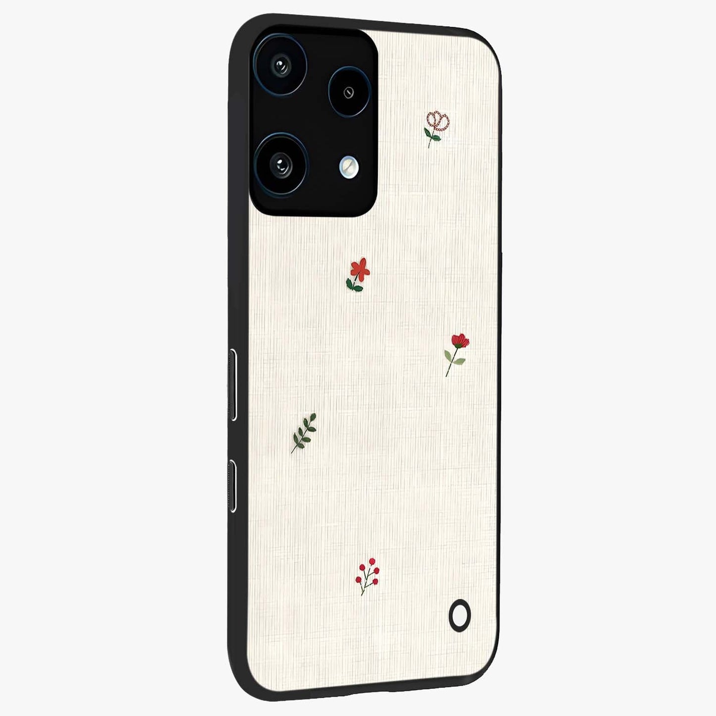 Minimalistic Blue With White Flower Pattern Glass Case upright view showcasing clean white flower artwork with calming blue theme.