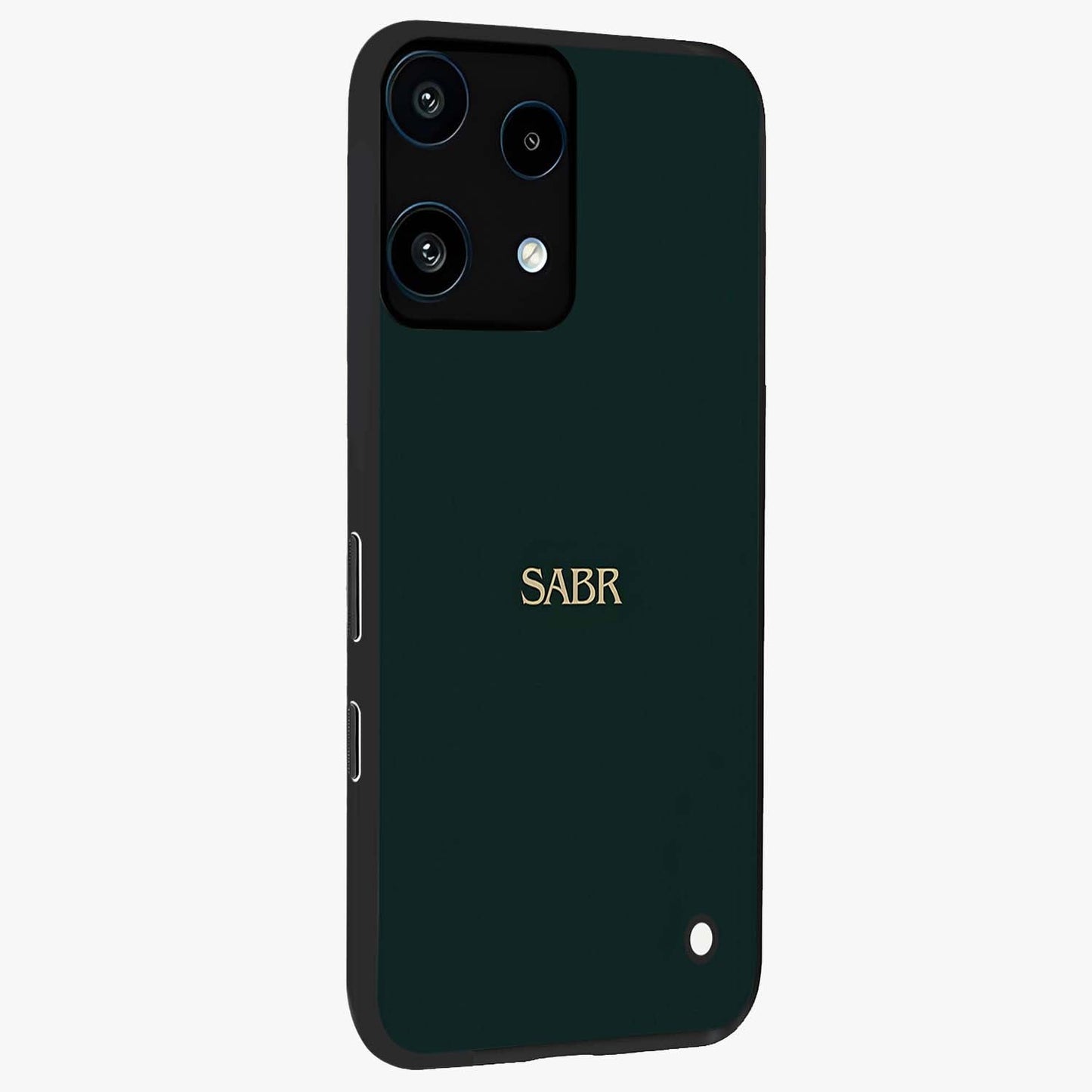 Sabr Minimal Patience Glass Case upright view showcasing calm minimalist artwork with motivational patience theme.