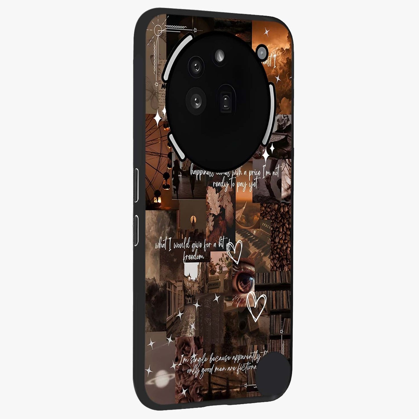 Bittersweet Aesthetic Chaos Glass Case upright view showcasing bold artistic chaos design with modern aesthetic style.