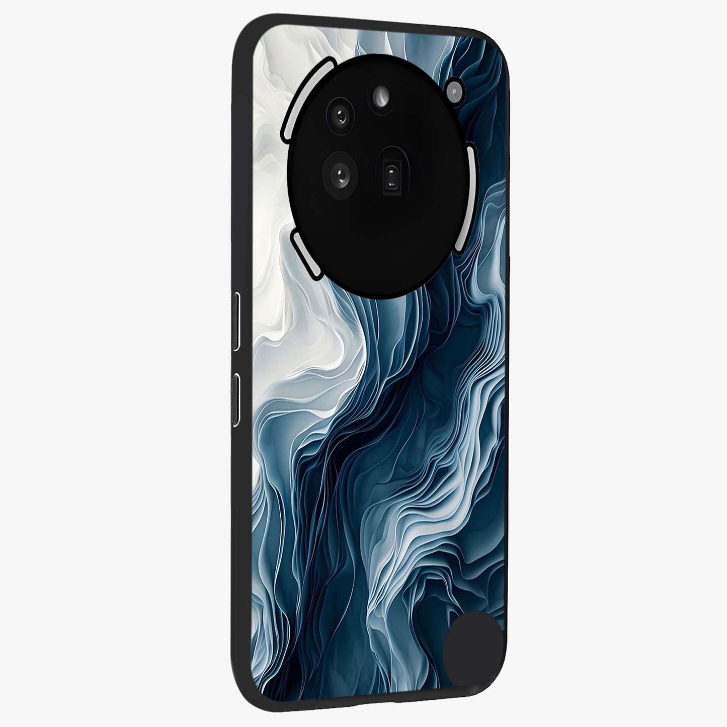 Ethereal Paper Marble Glass Case upright view showcasing smooth marble artwork with refined minimalist theme.