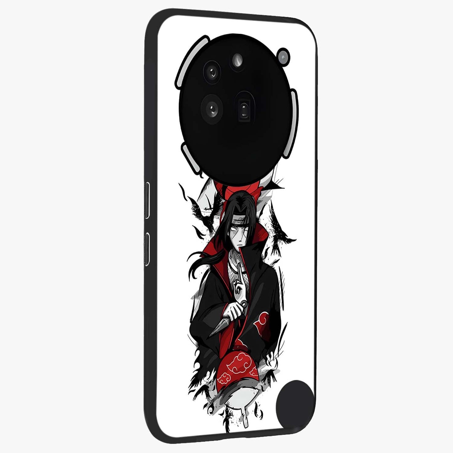 Itachi Limited Edition Naruto Anime Glass Case upright view showcasing intense anime artwork with powerful character theme.