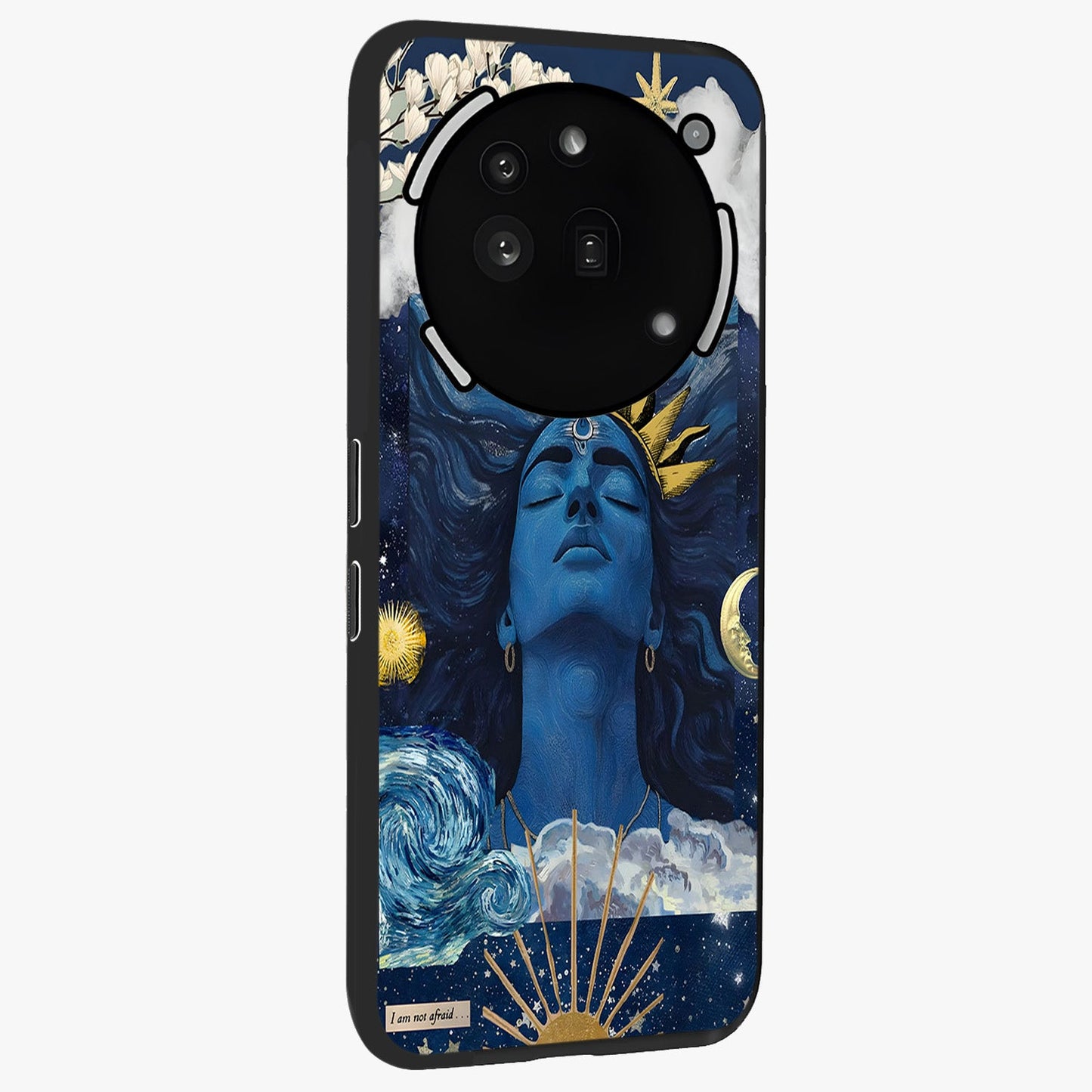 Aesthetic Lord Shiva Glass Case upright view showcasing powerful Lord Shiva artwork with devotional theme.