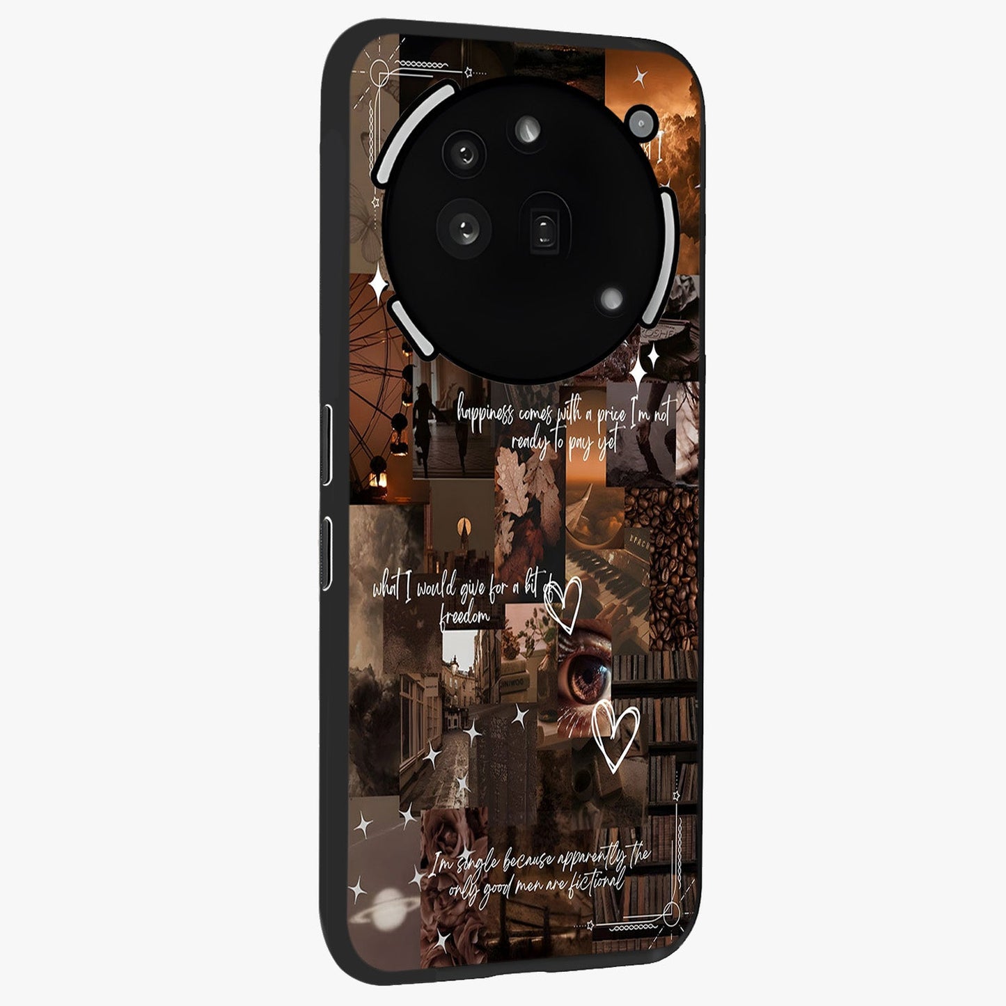 Bittersweet Aesthetic Chaos Glass Case upright view showcasing bold artistic chaos design with modern aesthetic style.