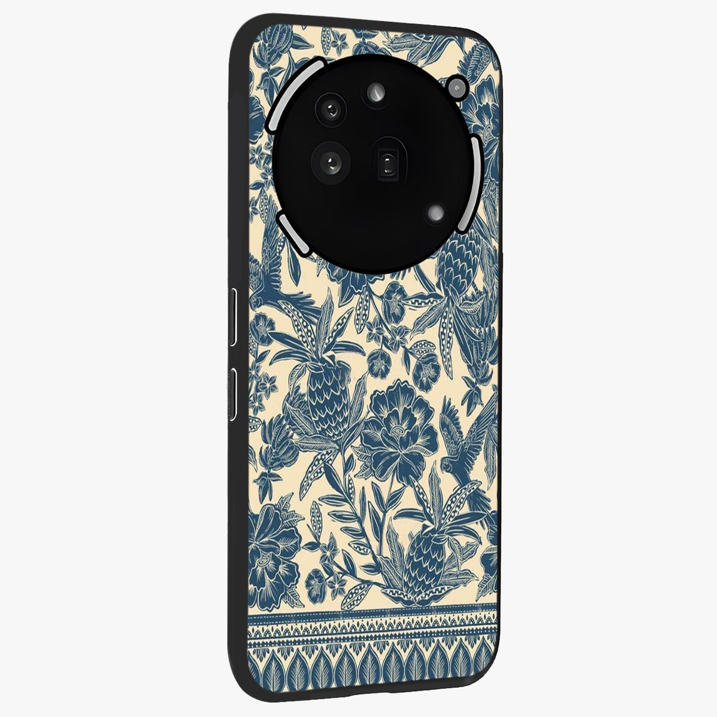 Heirloom Wild Bloom Glass Case upright view showcasing delicate wildflower artwork with timeless floral theme.