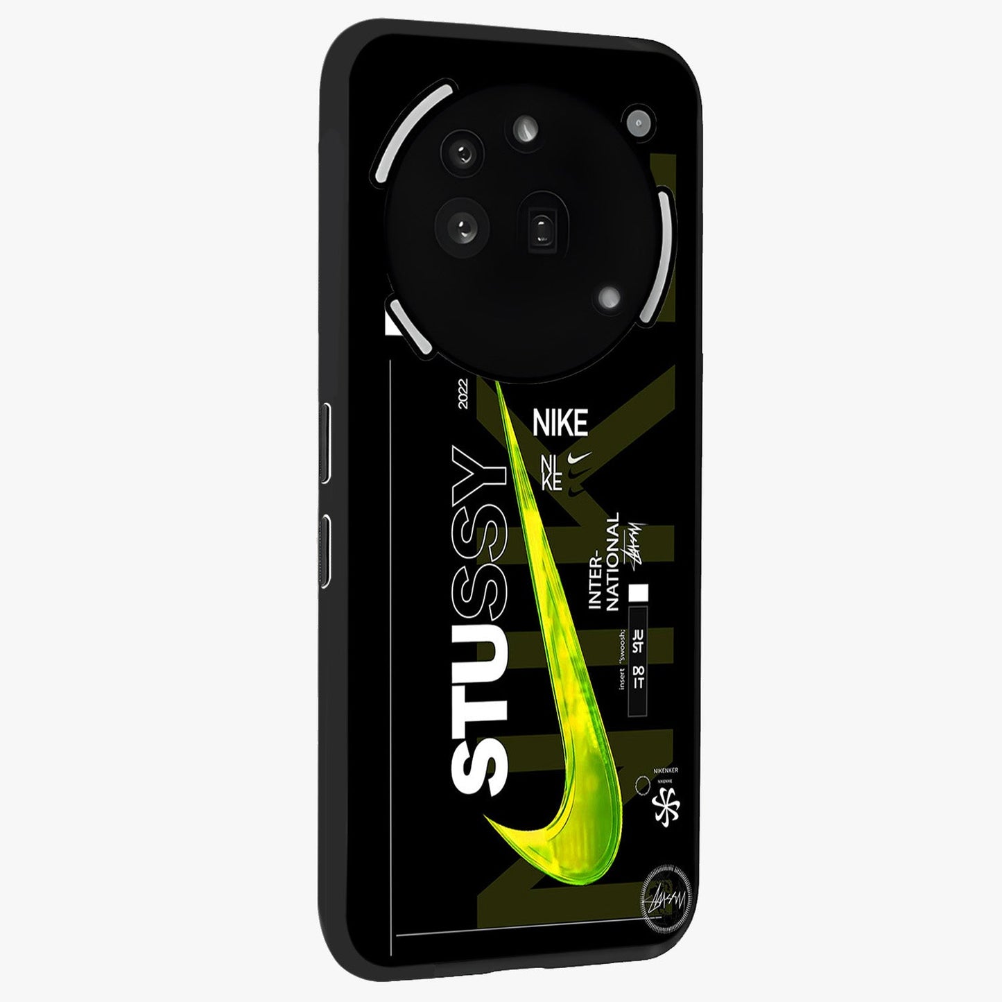 Neon Street Edition Glass Case upright view showcasing colorful neon artwork with modern street culture theme.