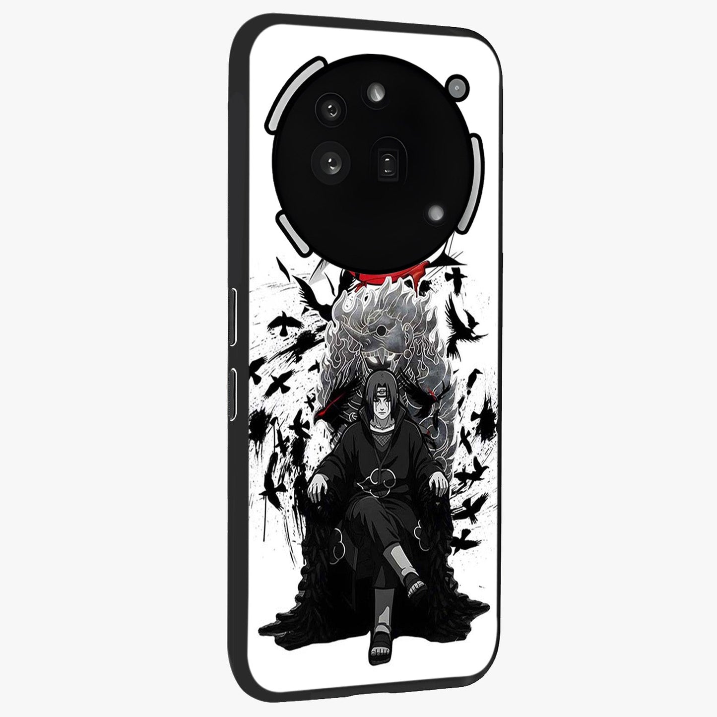 Uchiha Shadow Throne Glass Case upright view showcasing magical underwater galaxy artwork with vibrant cosmic theme.
