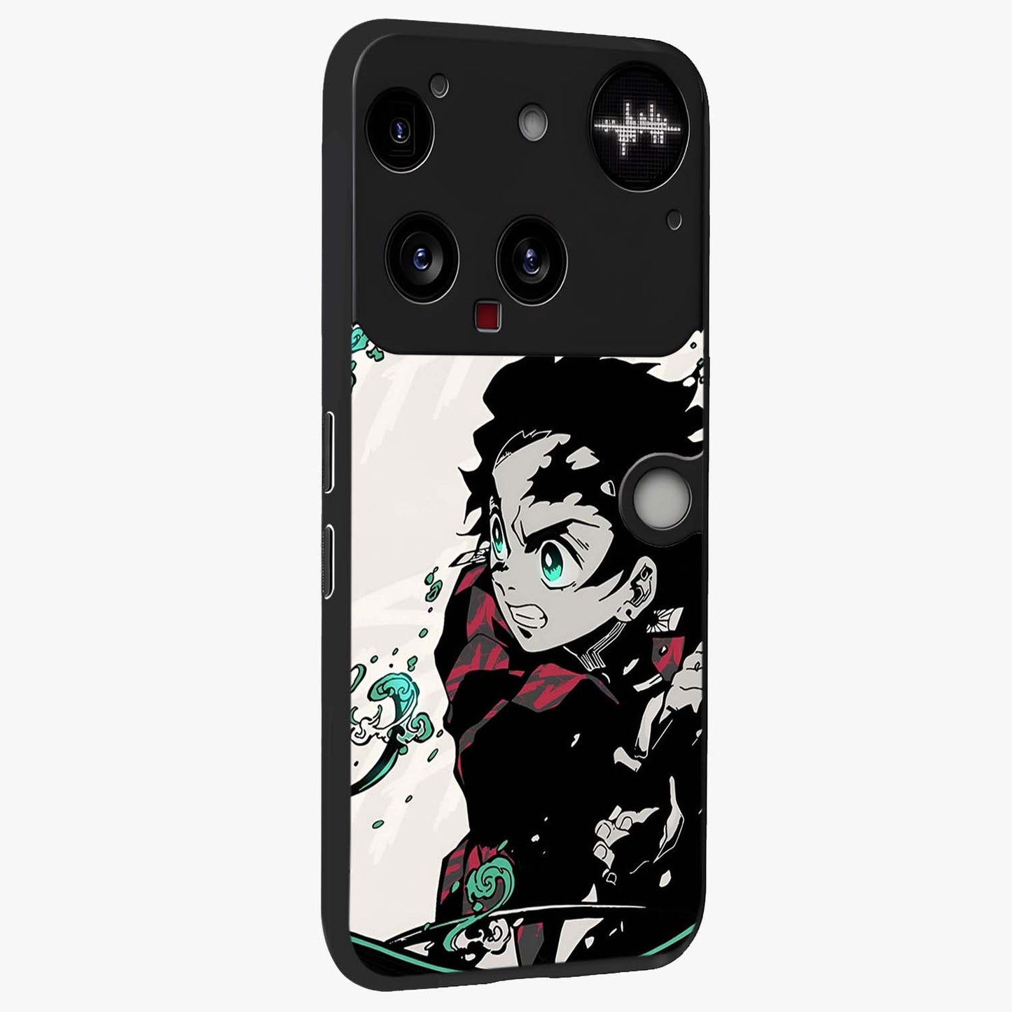 Demon Slayer Glass Case upright view showcasing powerful anime artwork with intense warrior theme.