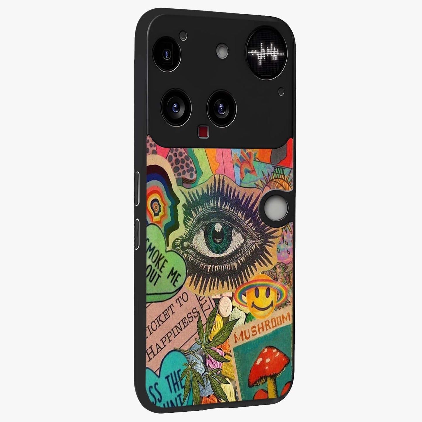 Mystic Eye Wonderland Glass Case upright view showcasing symbolic eye artwork with mysterious fantasy theme.