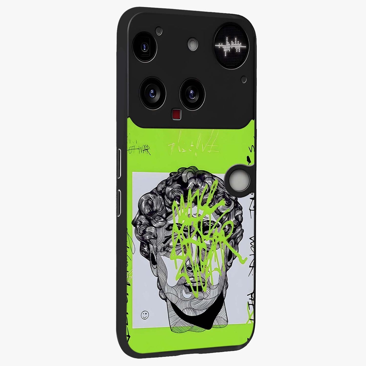 Neo Graffiti Rebellion Glass Case upright view showcasing colorful graffiti artwork with bold modern street style.