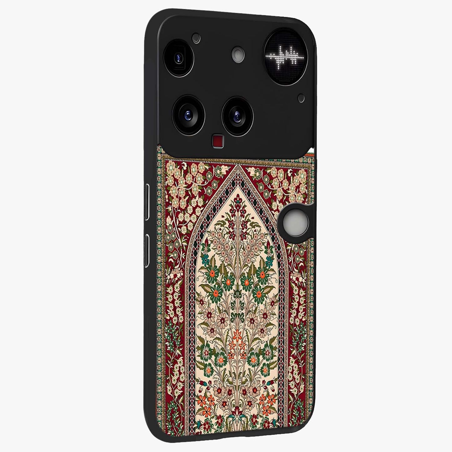 Persian Inspired Glass Case upright view showcasing decorative Persian artwork with rich heritage theme.