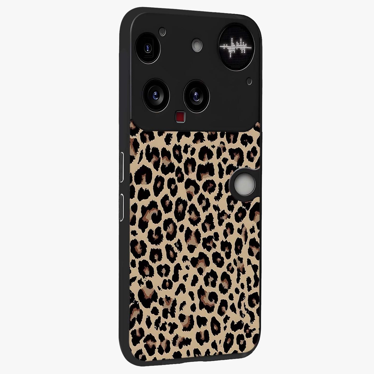 Savage Chic Pattern Glass Case upright view showcasing trendy decorative artwork with edgy fashion theme.