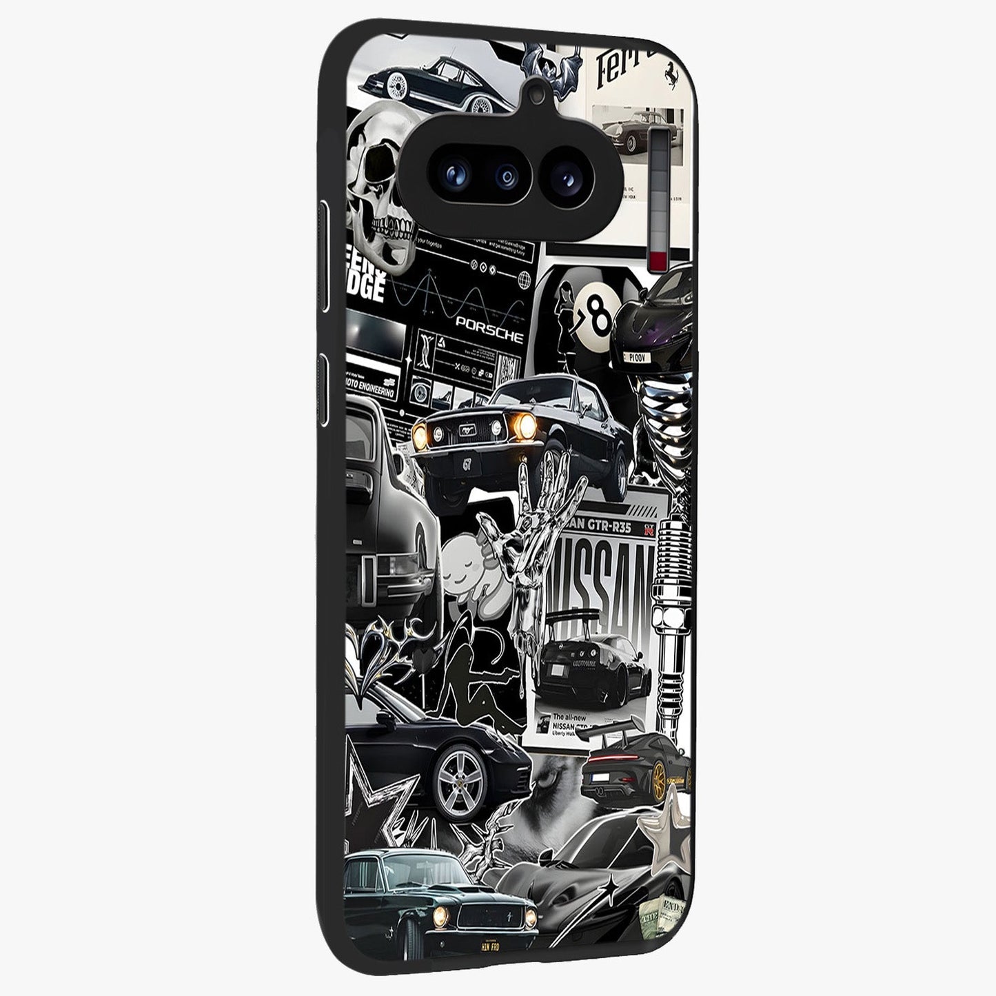 Aesthetic Dark Love Glass Case upright view showcasing dramatic romantic artwork with modern aesthetic style.