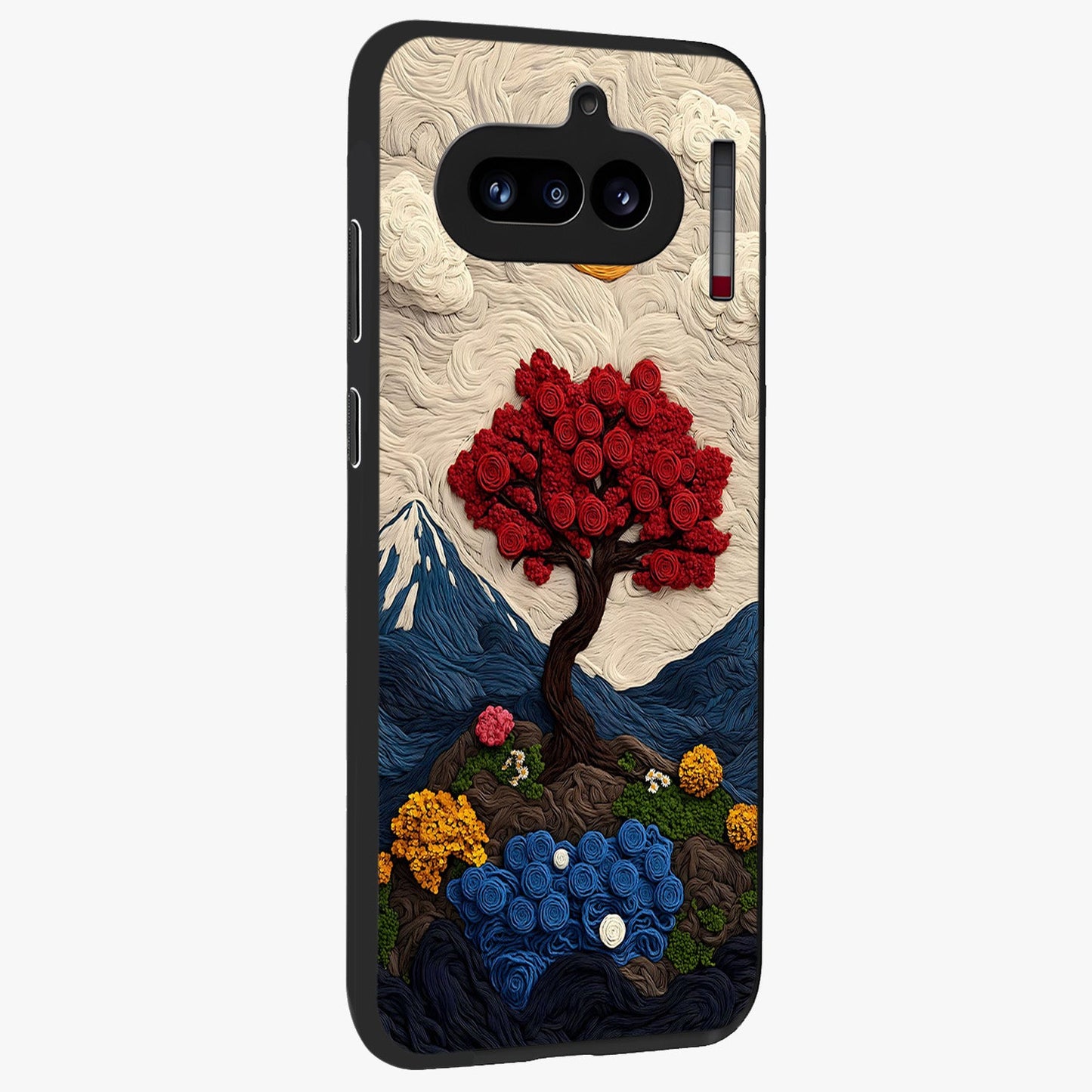 Eternal Nature Tapestry Glass Case upright view showcasing elegant nature tapestry design with decorative style.