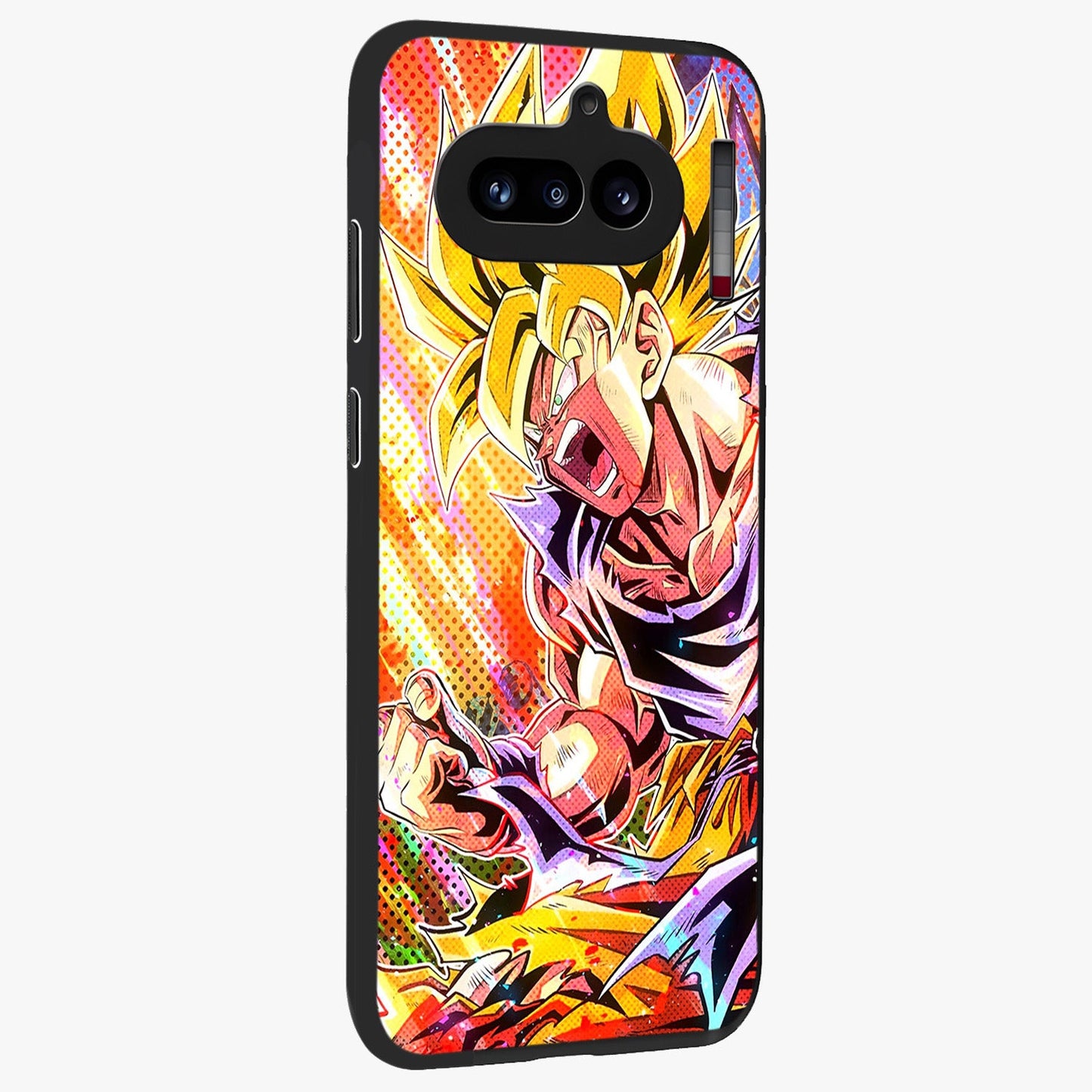 Firing Goku Glass Case upright view showcasing energetic anime artwork with bold warrior theme.