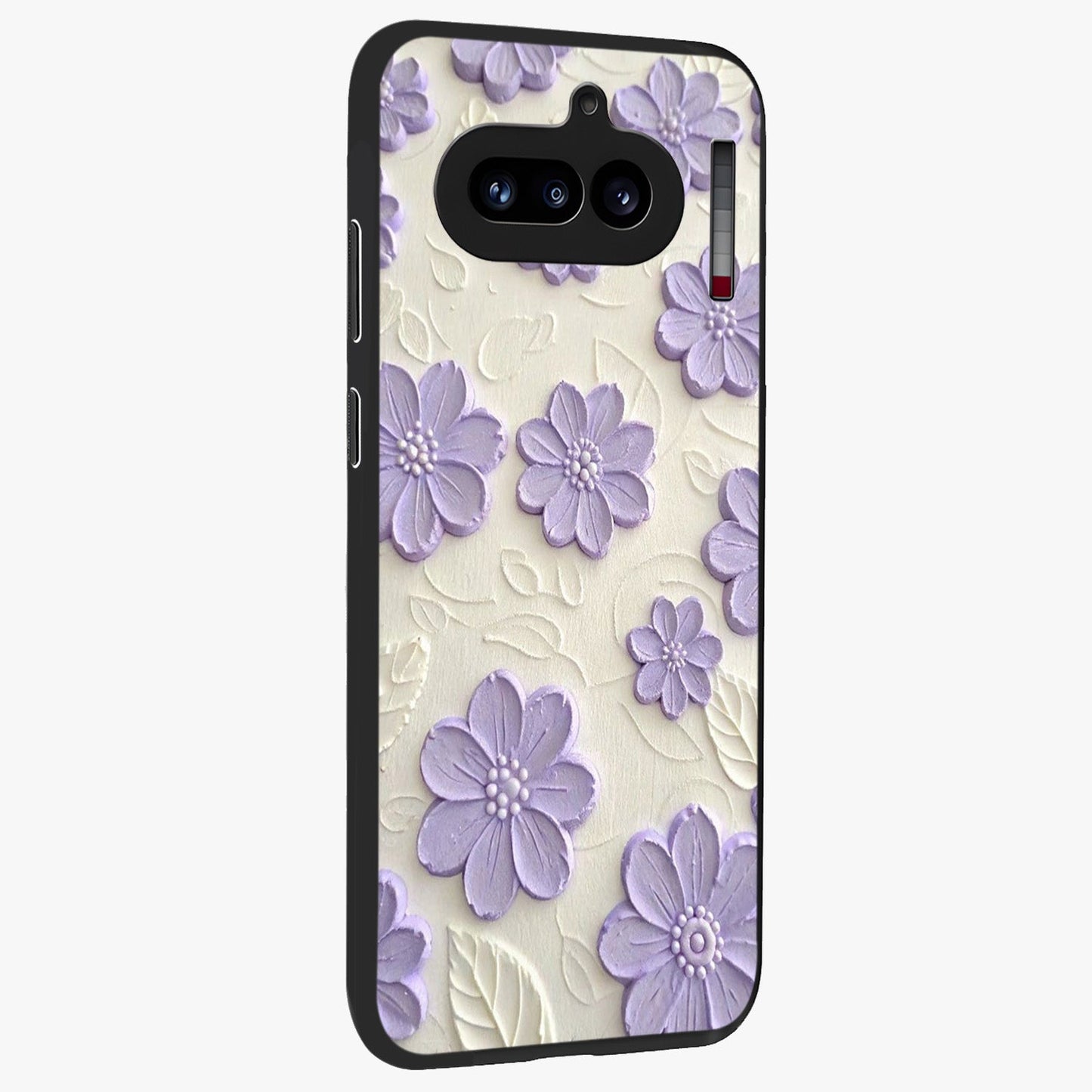 Floral Wall Art With Purple Flowers Glass Case upright view showcasing elegant purple flower artwork with decorative floral theme.