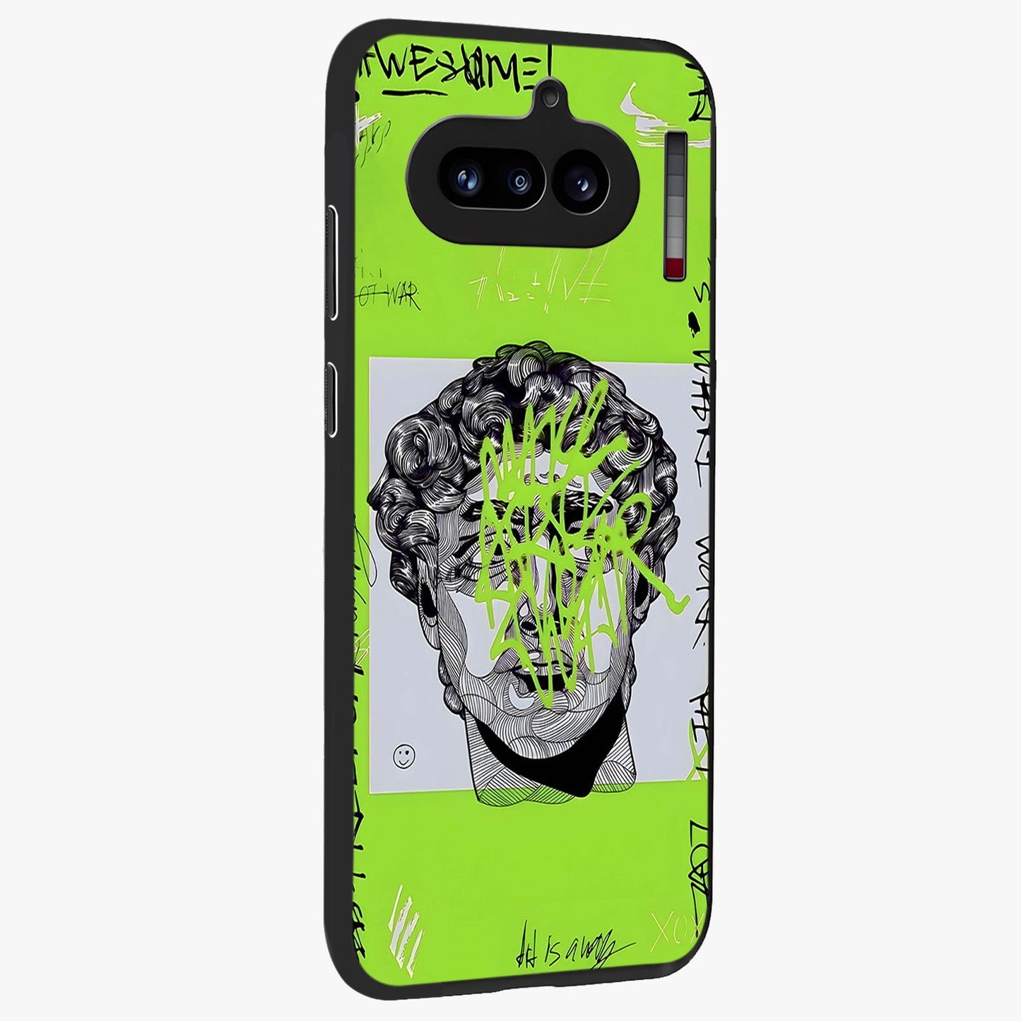 Neo Graffiti Rebellion Glass Case upright view showcasing colorful graffiti artwork with bold modern street style.