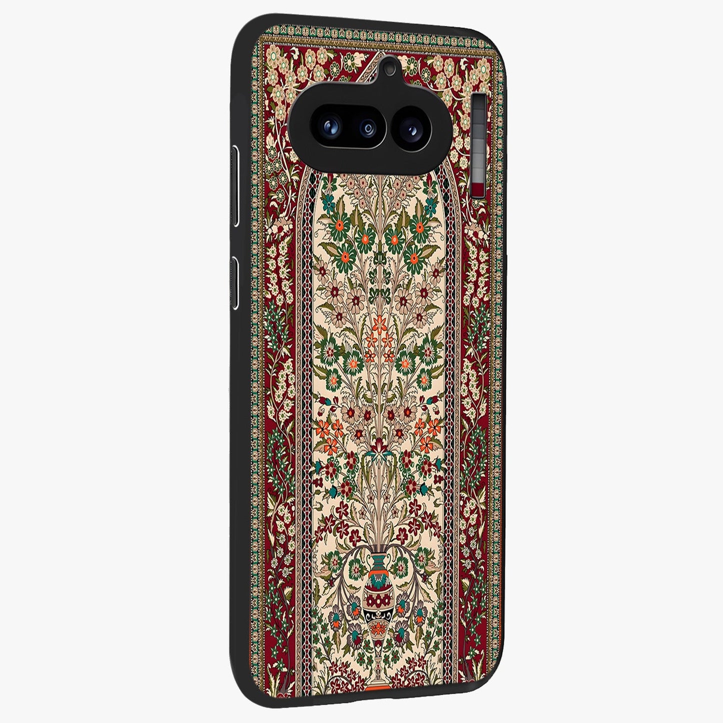 Persian Inspired Glass Case upright view showcasing decorative Persian artwork with rich heritage theme.