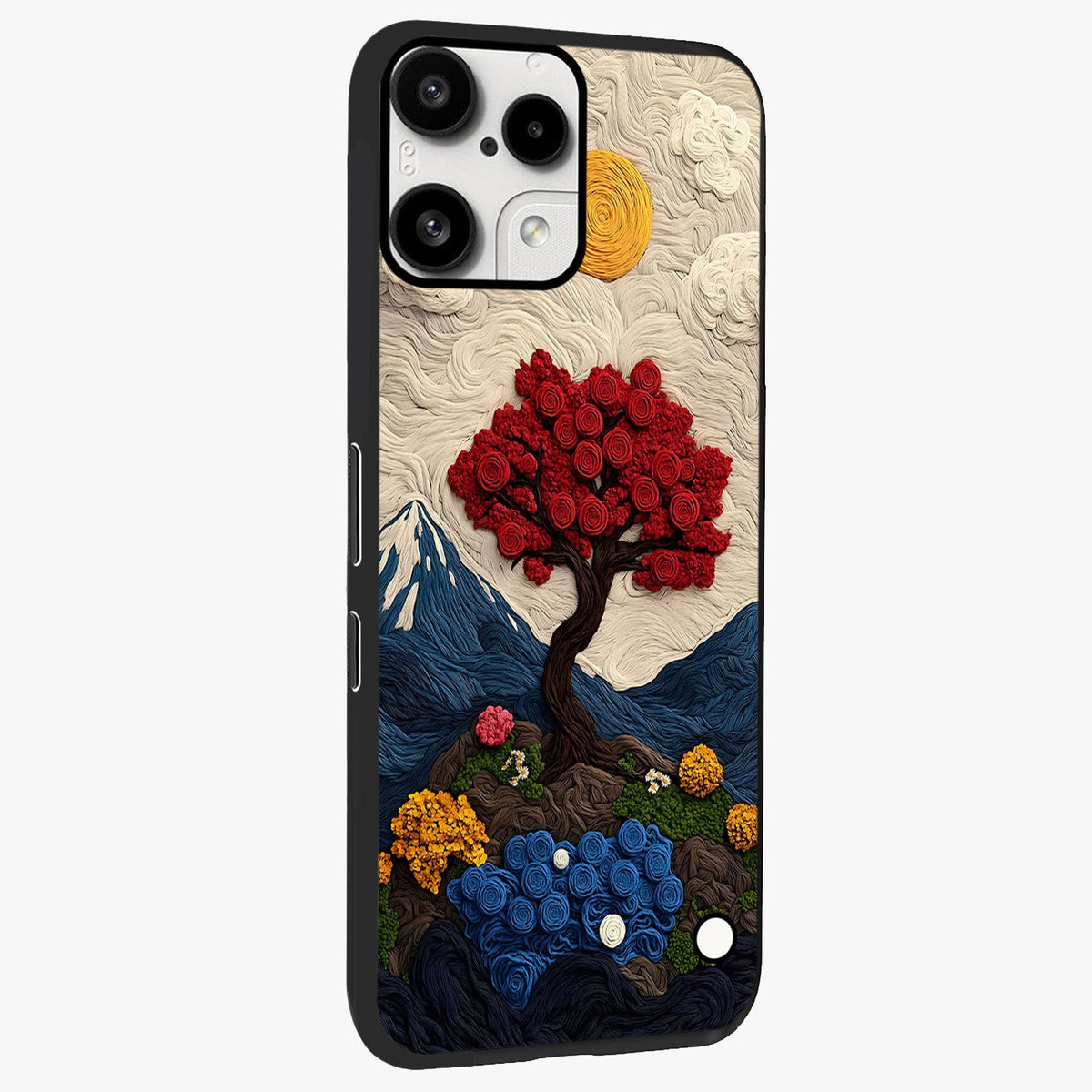 Eternal Nature Tapestry Glass Case upright view showcasing elegant nature tapestry design with decorative style.