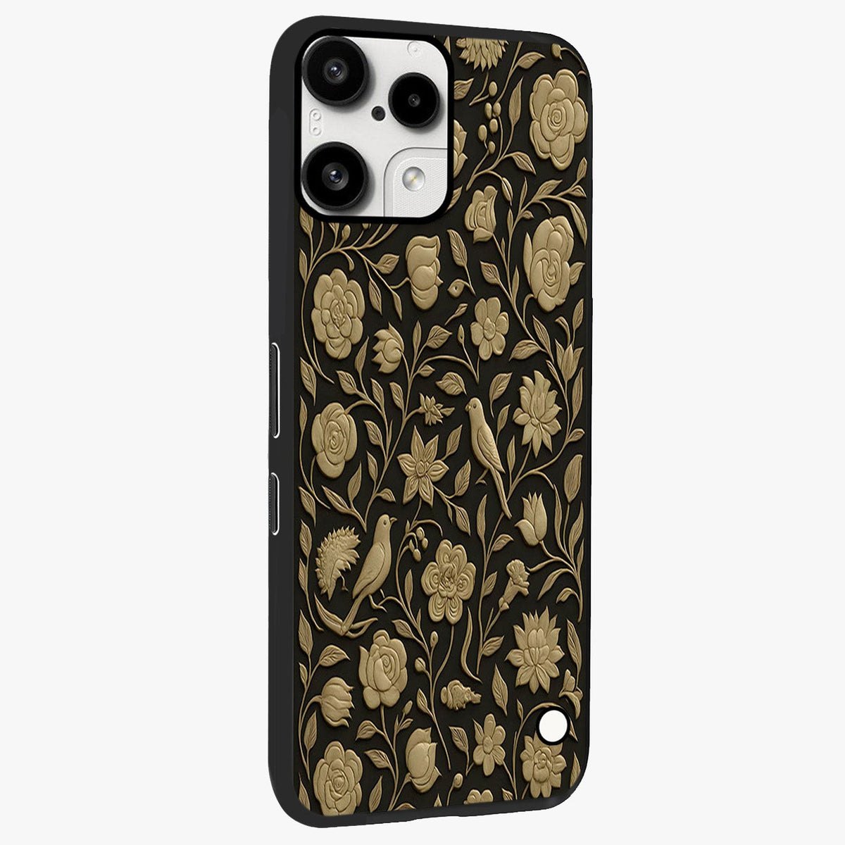 Golden Evil Eye Mandala Glass Case upright view showcasing decorative evil eye mandala artwork with spiritual aesthetic style.