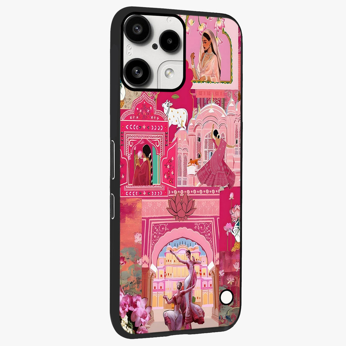 Pink Palace Muse Glass Case upright view showcasing artistic palace artwork with graceful royal theme.