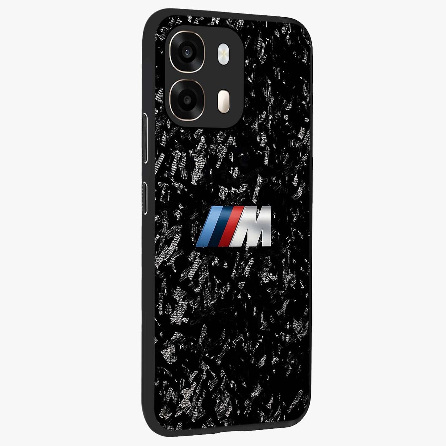 Carbon Speed Mark Glass Case upright view showcasing modern carbon speed graphic with bold automotive theme.