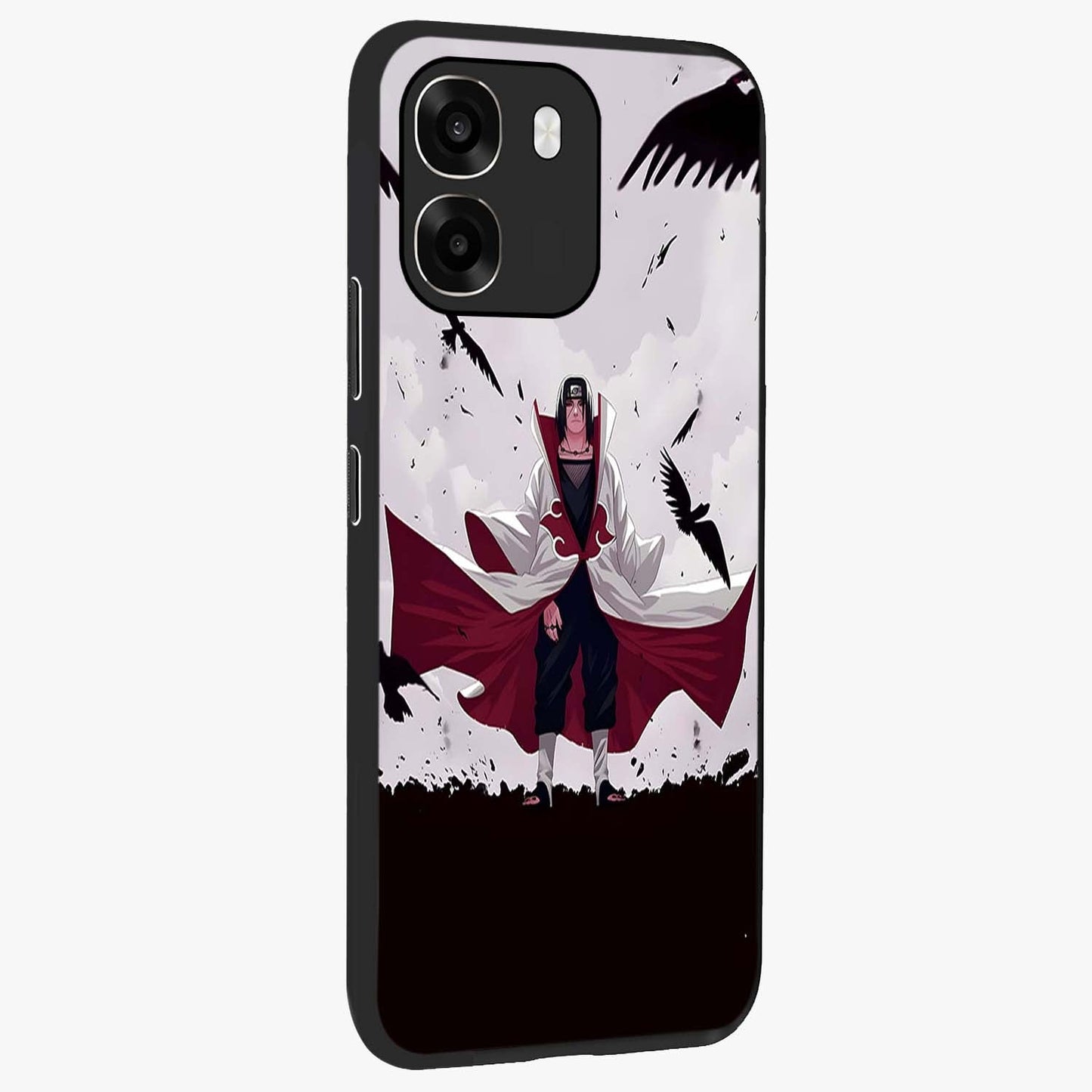 Crimson Crow Ascension Glass Case upright view showcasing dramatic crow artwork with bold gothic theme.