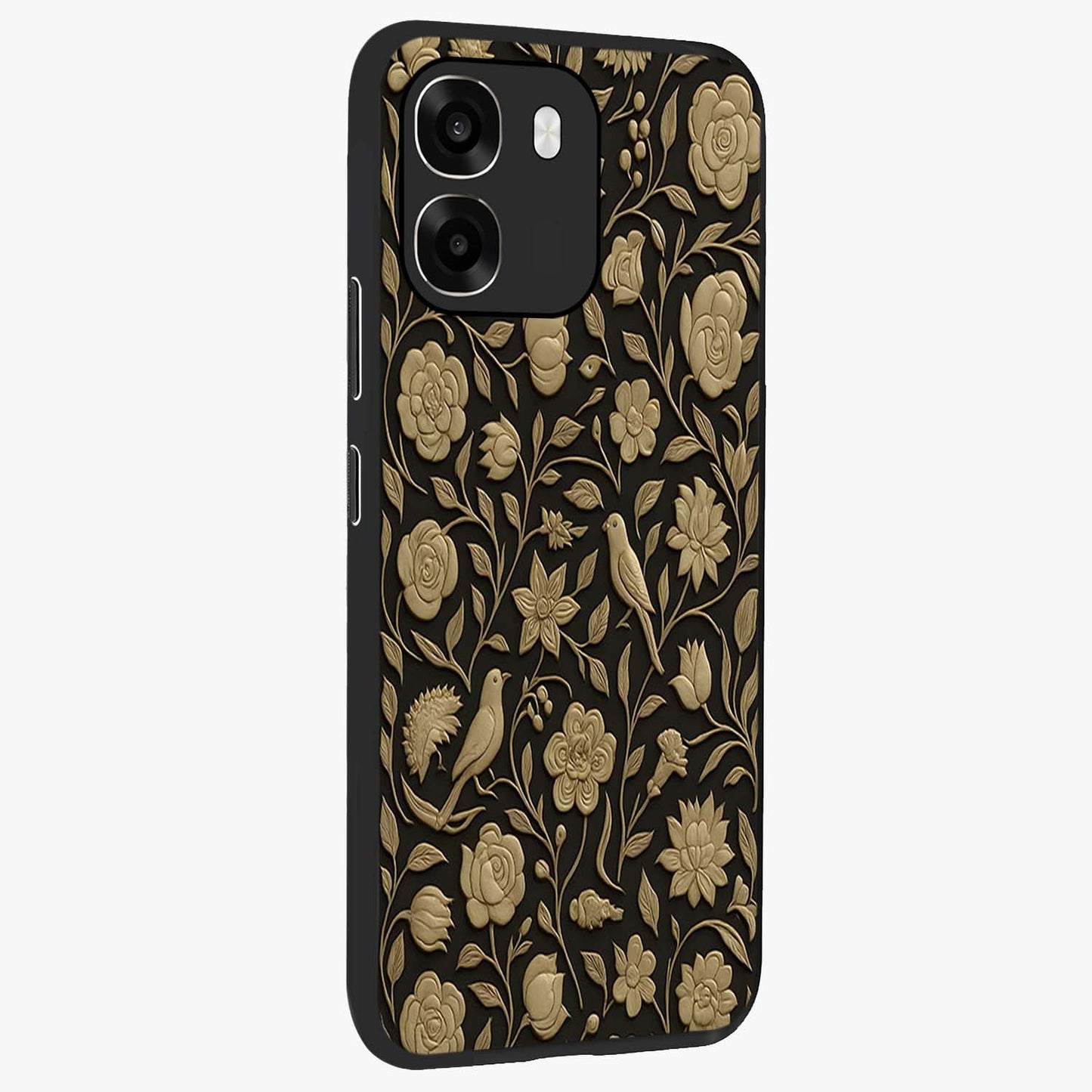 Golden Evil Eye Mandala Glass Case upright view showcasing decorative evil eye mandala artwork with spiritual aesthetic style.