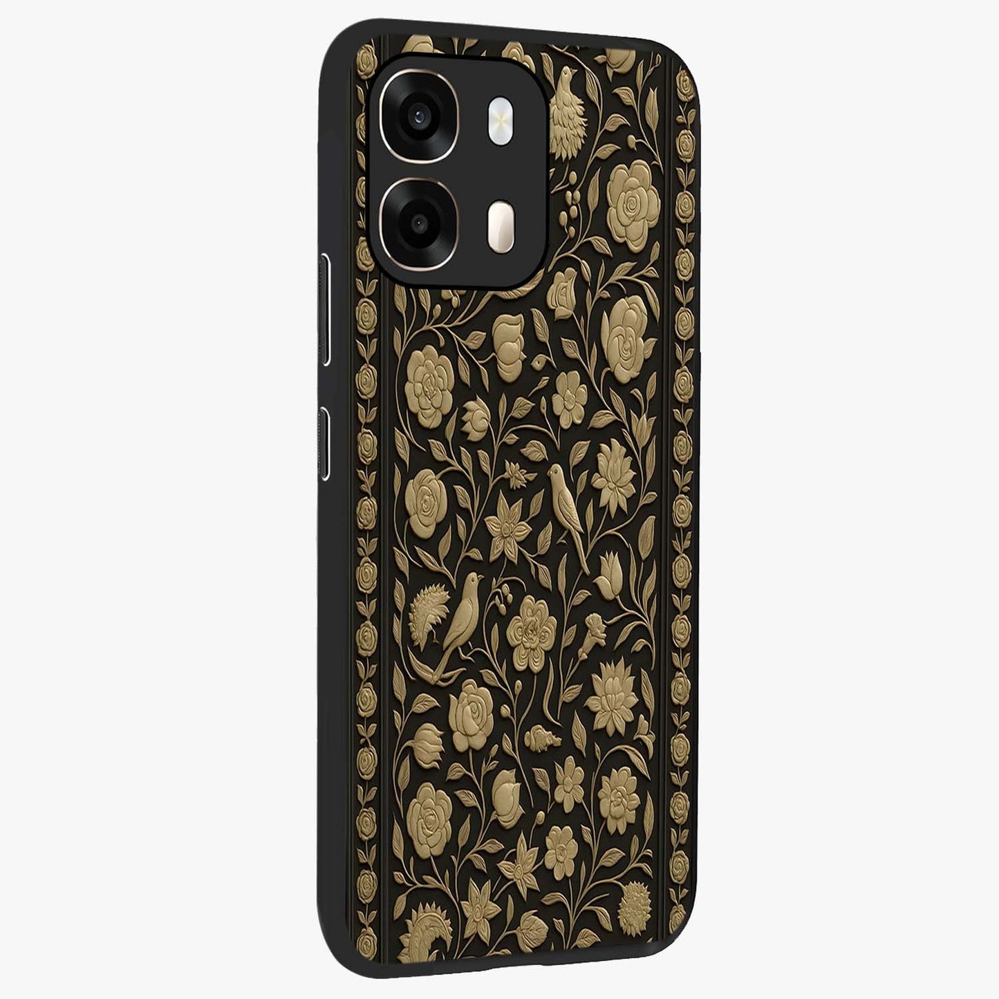 Golden Evil Eye Mandala Glass Case upright view showcasing decorative evil eye mandala artwork with spiritual aesthetic style.
