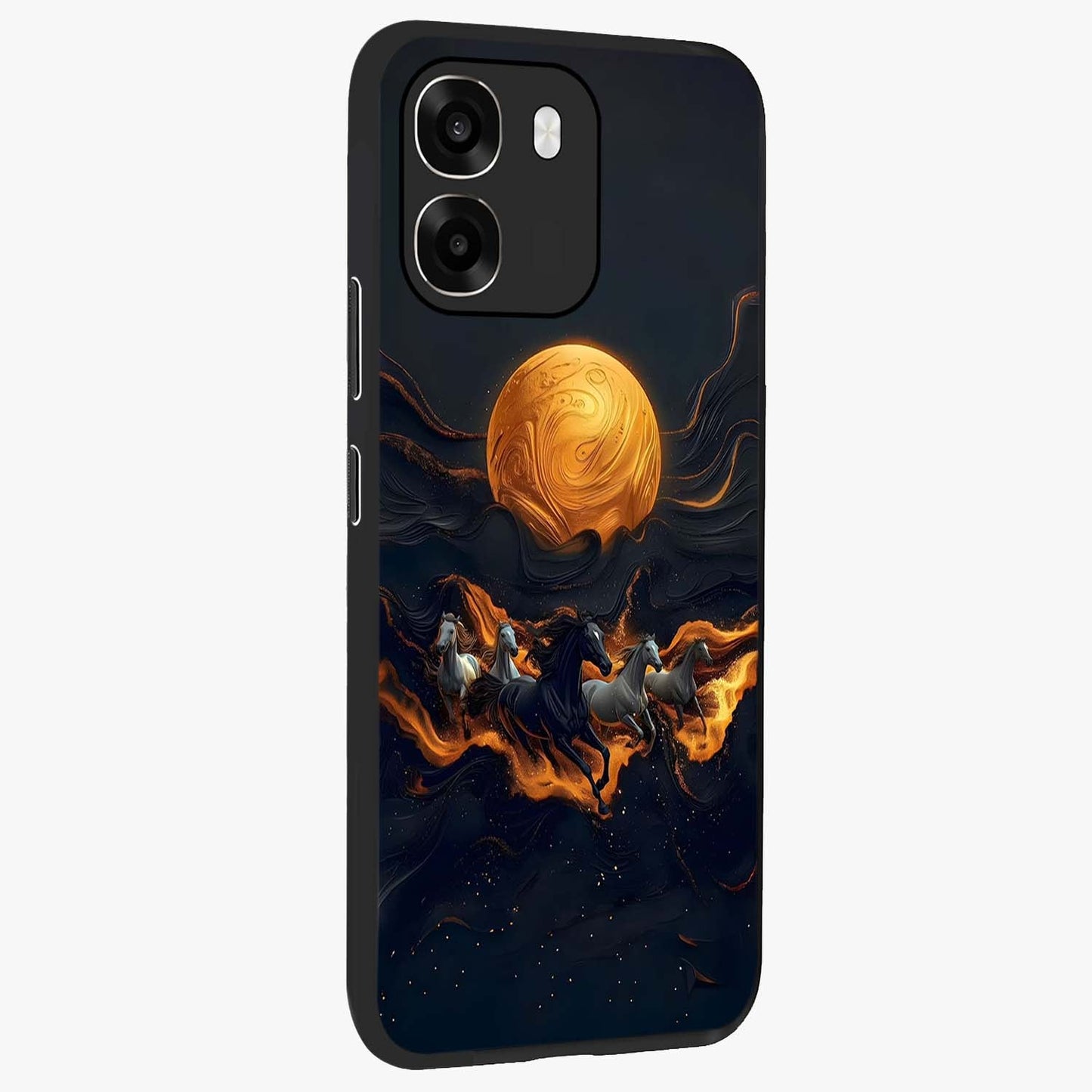 Golden Royal Heritage Glass Case upright view showcasing elegant royal artwork with classic heritage theme.