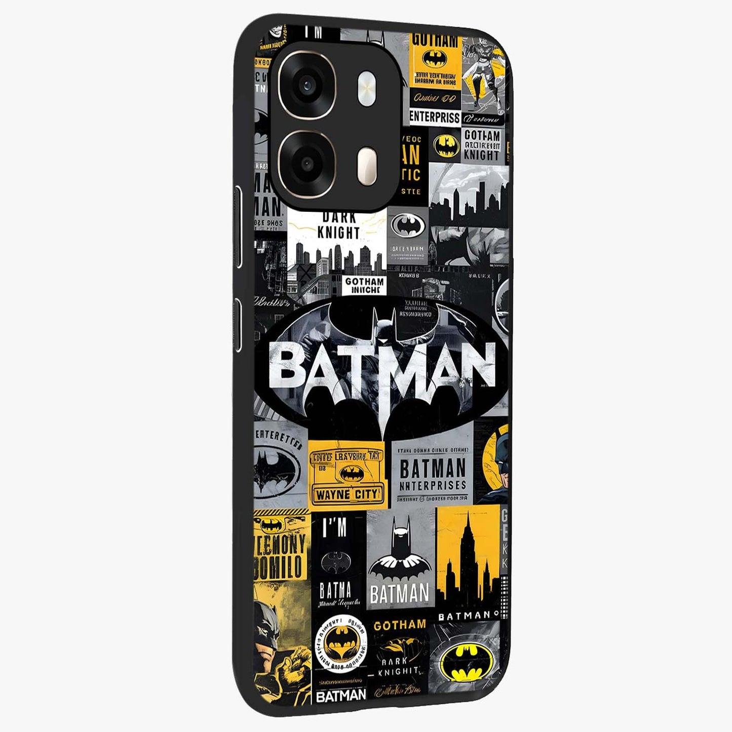 Knight Gotham Rise Glass Case upright view showcasing bold vigilante themed artwork with gothic city vibe.