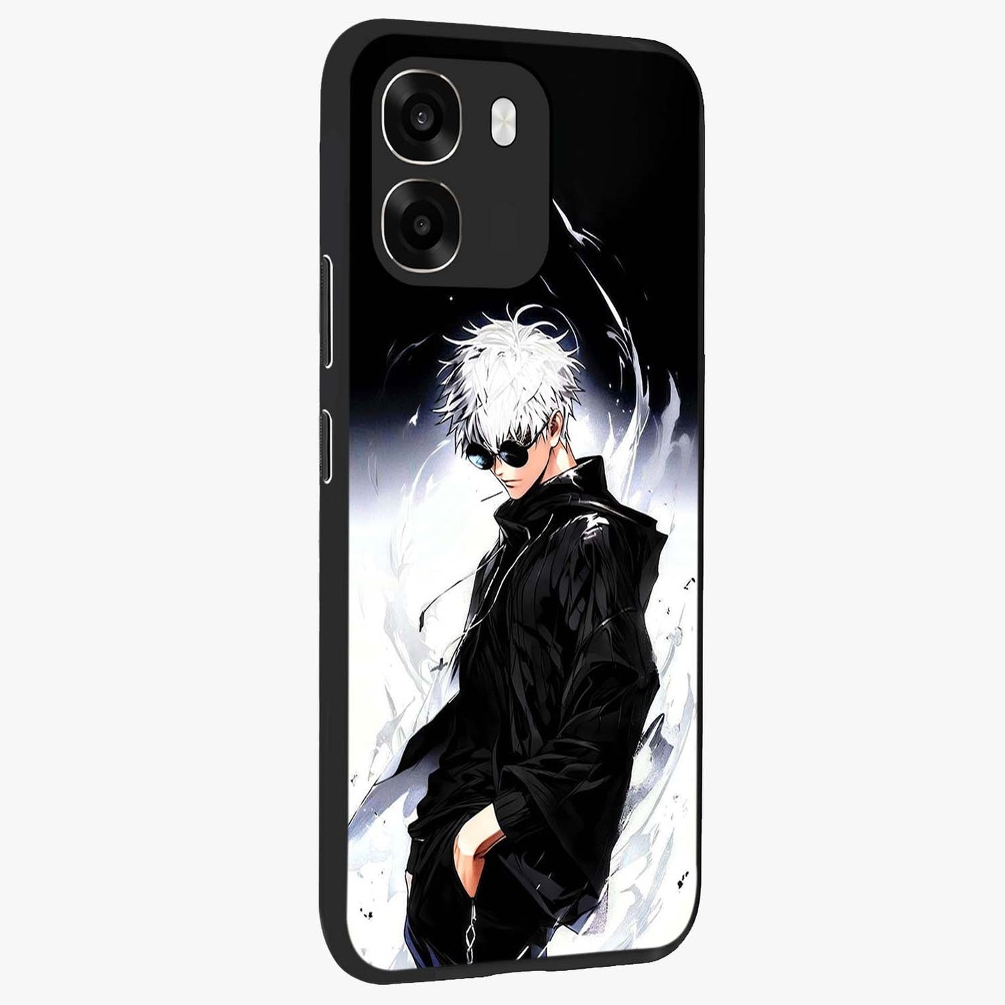 Limitless Shadow King Glass Case upright view showcasing bold shadow warrior artwork with epic fantasy theme.