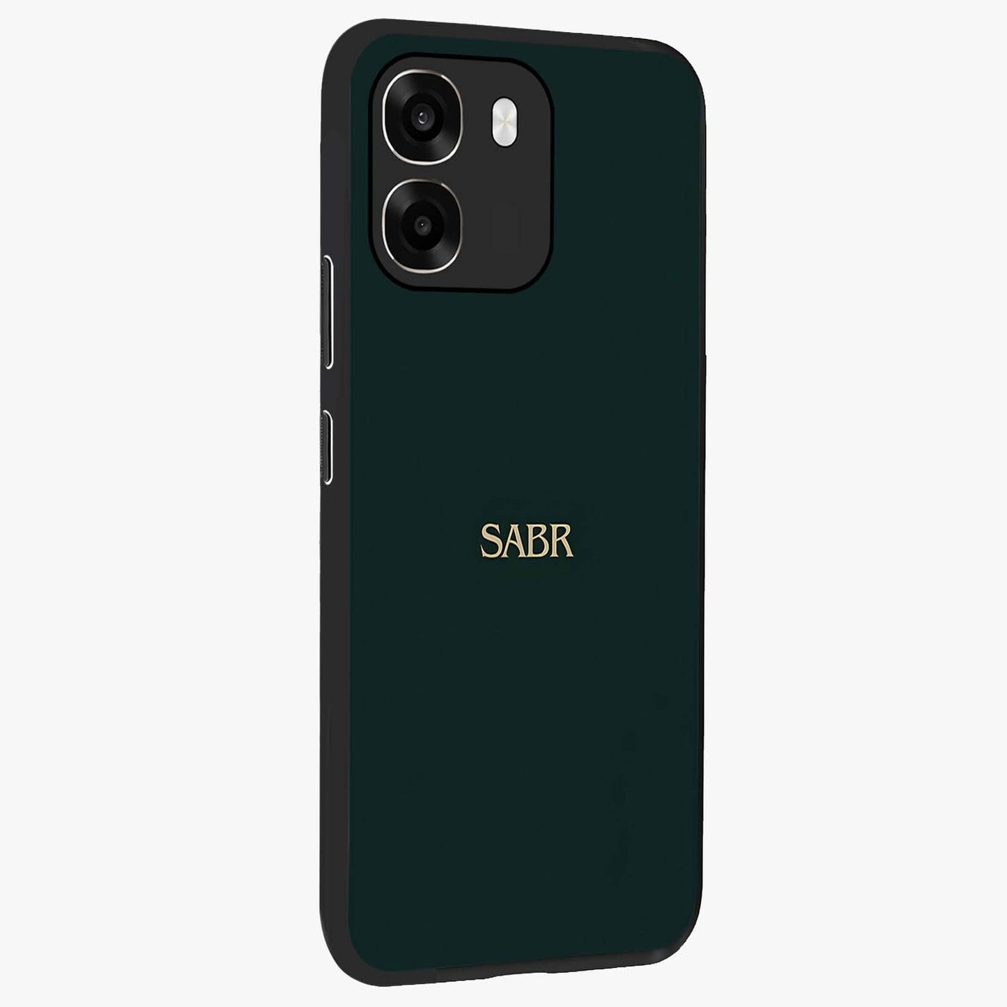 Sabr Minimal Patience Glass Case upright view showcasing calm minimalist artwork with motivational patience theme.