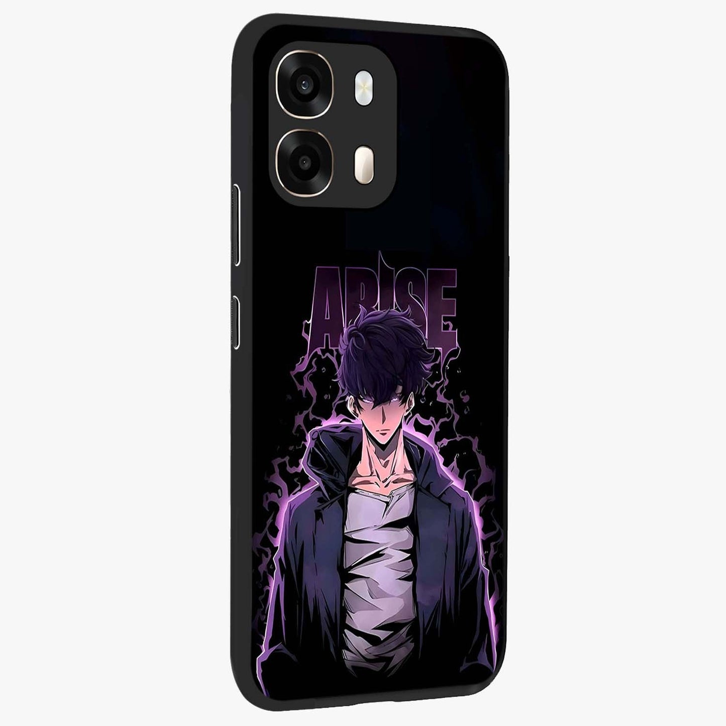 Shadow Monarch Awakening Glass Case upright view showcasing bold monarch artwork with mystical awakening theme.
