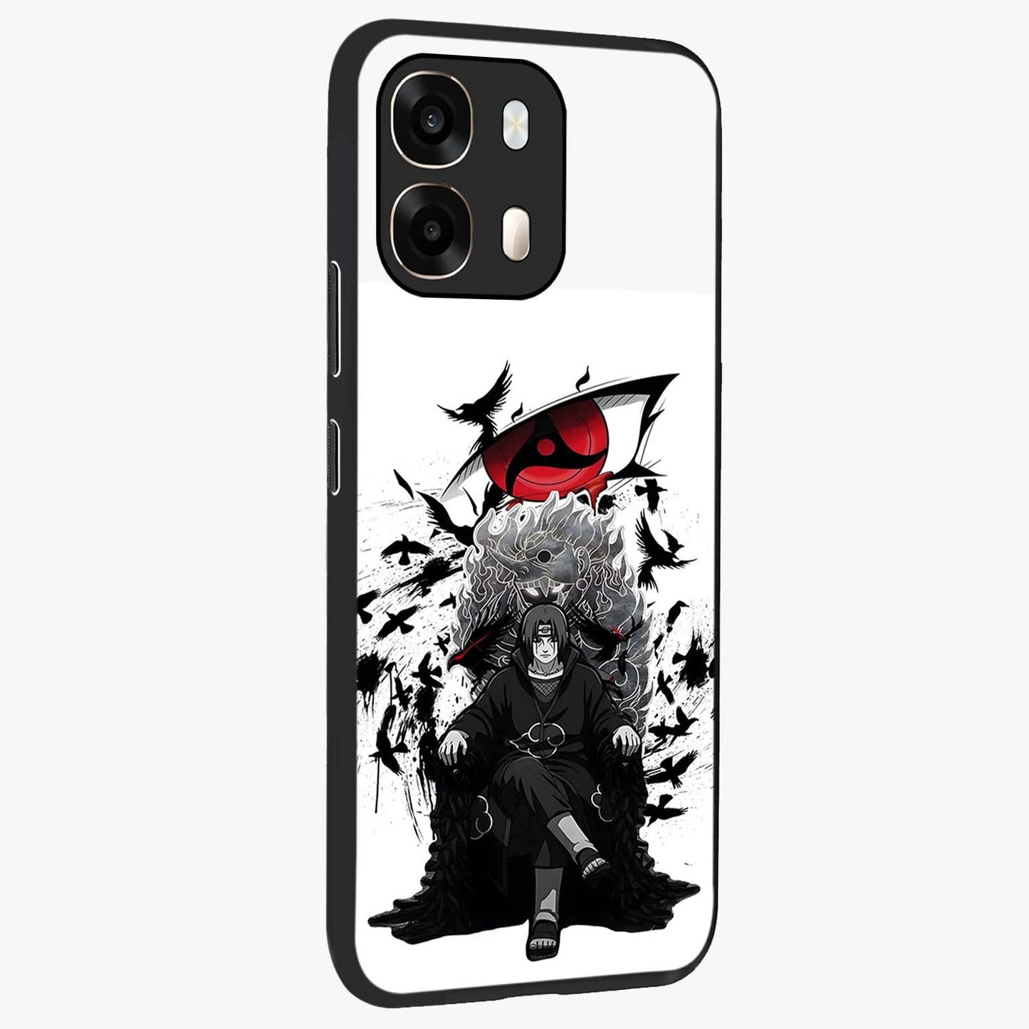 Uchiha Shadow Throne Glass Case upright view showcasing magical underwater galaxy artwork with vibrant cosmic theme.