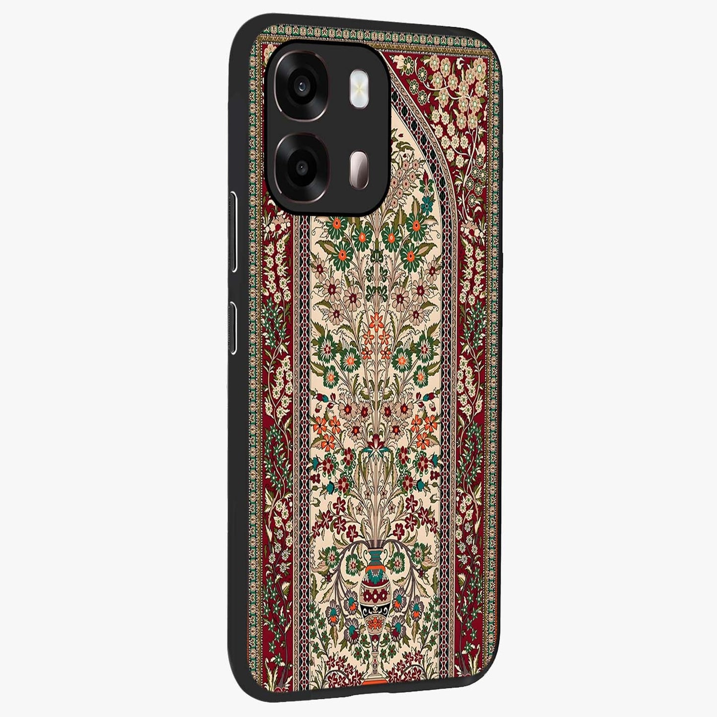 Persian Inspired Glass Case upright view showcasing decorative Persian artwork with rich heritage theme.