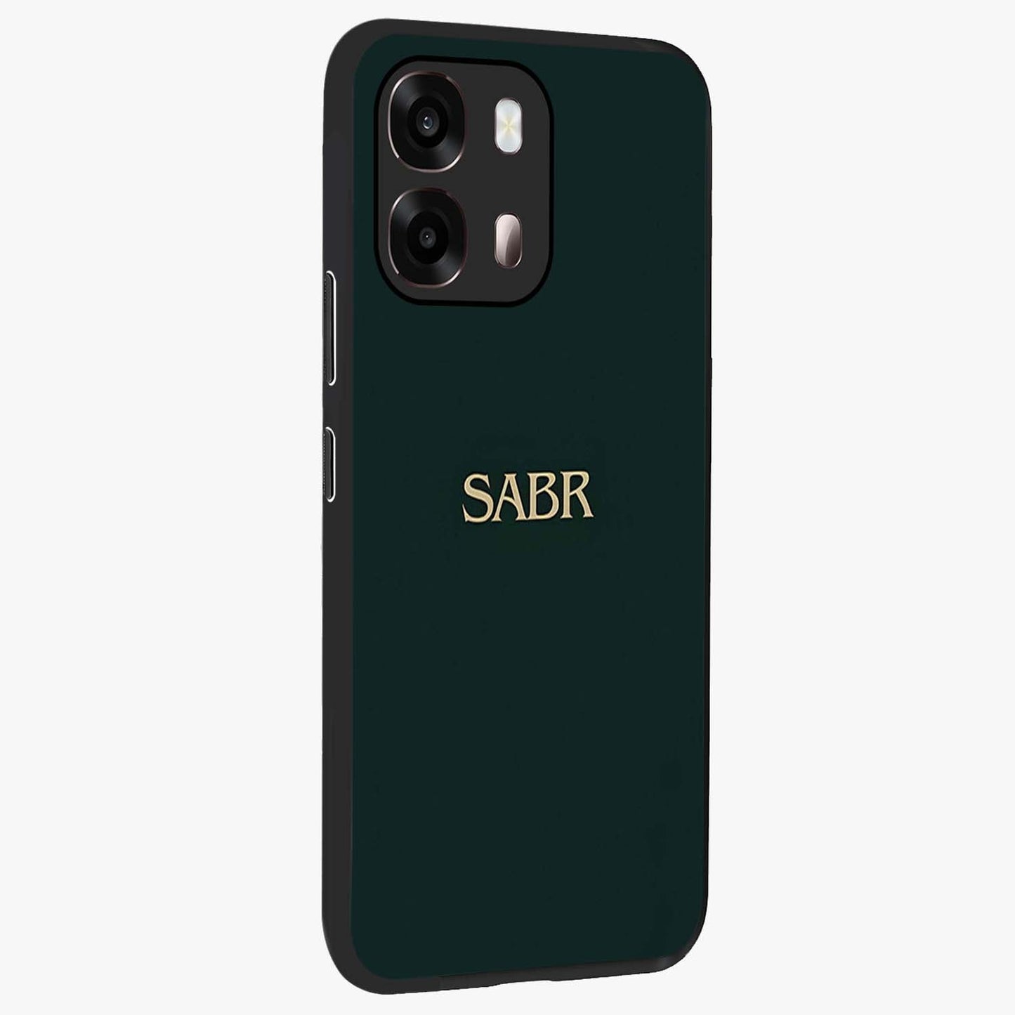 Sabr Minimal Patience Glass Case upright view showcasing calm minimalist artwork with motivational patience theme.