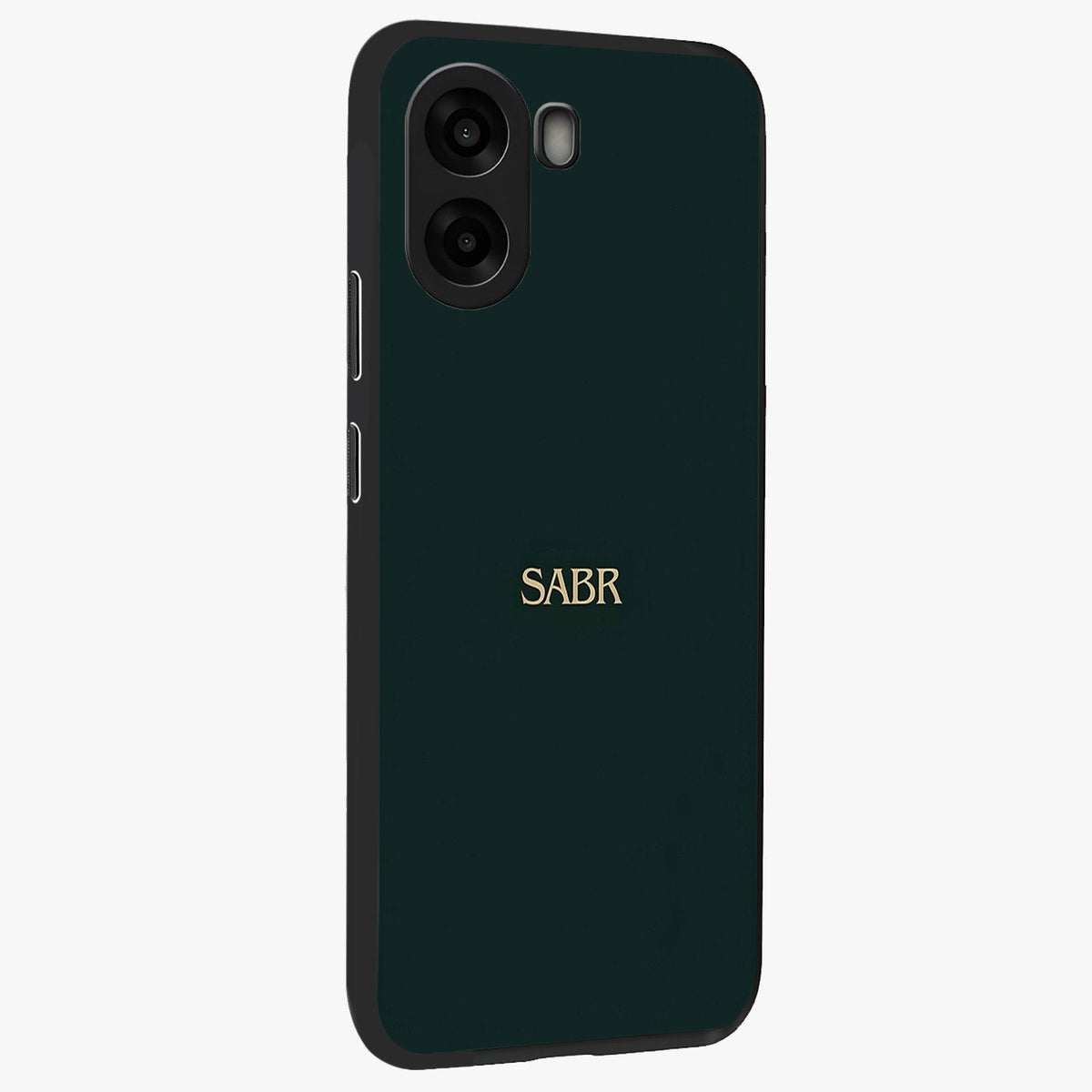 Sabr Minimal Patience Glass Case upright view showcasing calm minimalist artwork with motivational patience theme.
