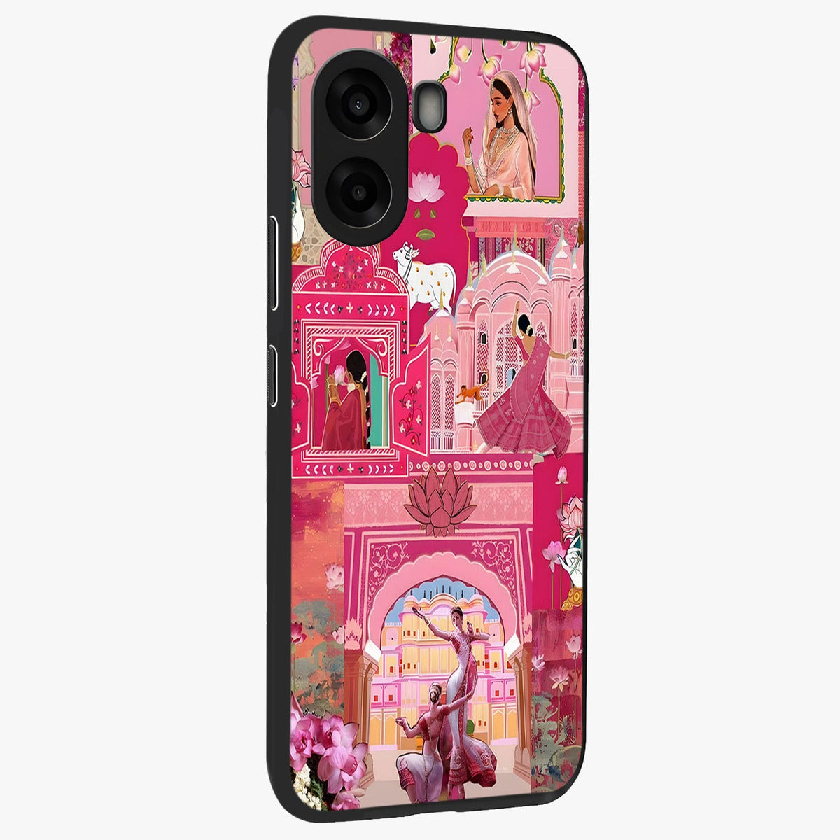 Pink Palace Muse Glass Case upright view showcasing artistic palace artwork with graceful royal theme.