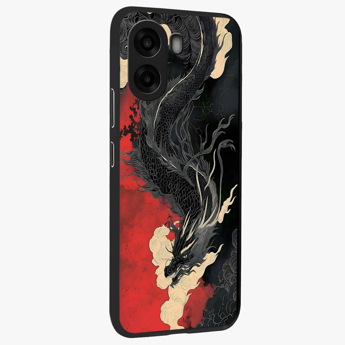 Shadow Dragon Fury Glass Case upright view showcasing intense dragon artwork with dramatic shadow theme.