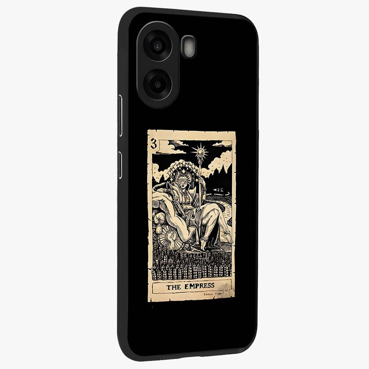 The Empress Glass Case upright view showcasing powerful empress themed artwork with luxurious artistic theme.