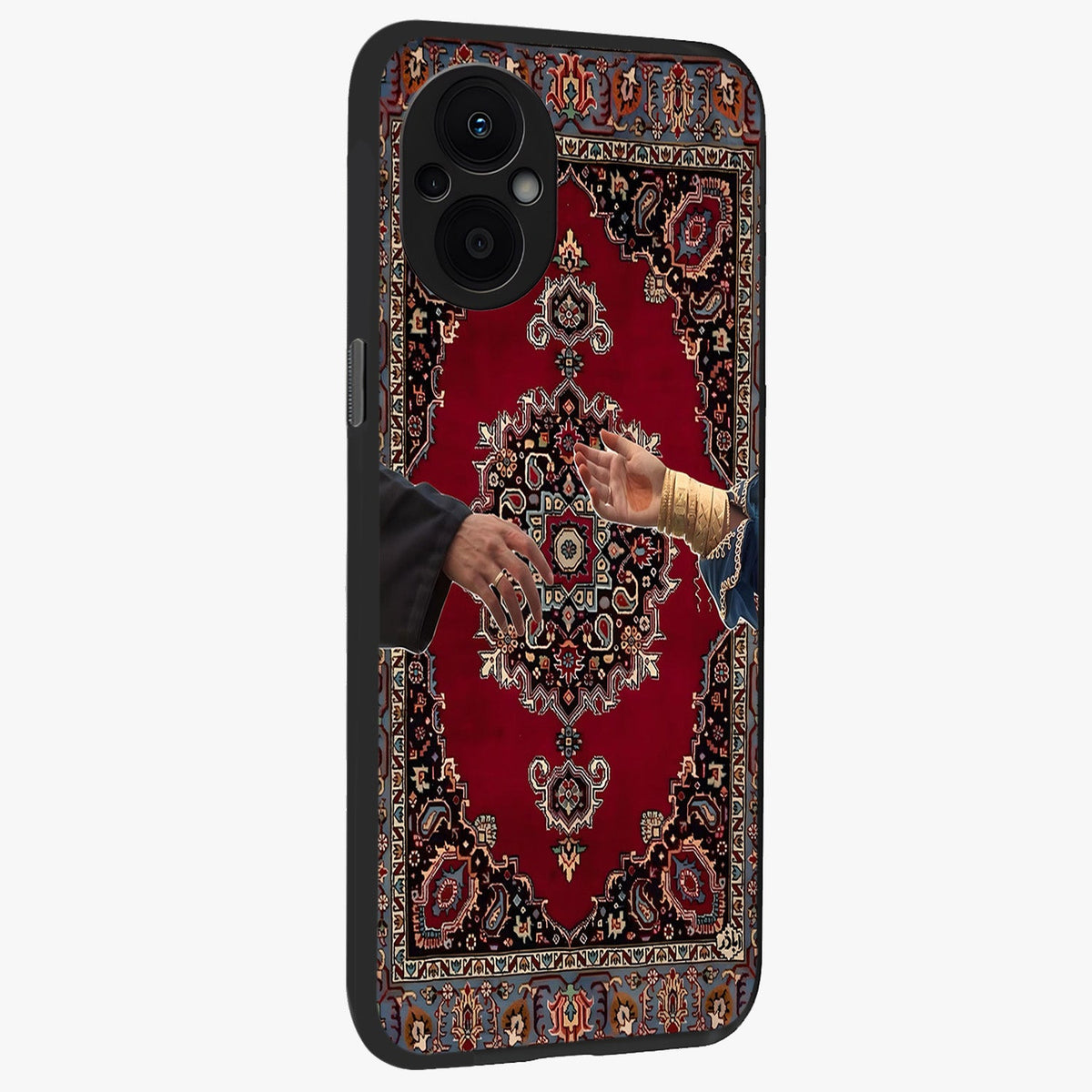 Royal Touch Reach Glass Case upright view showcasing stylish royal inspired artwork with graceful theme.
